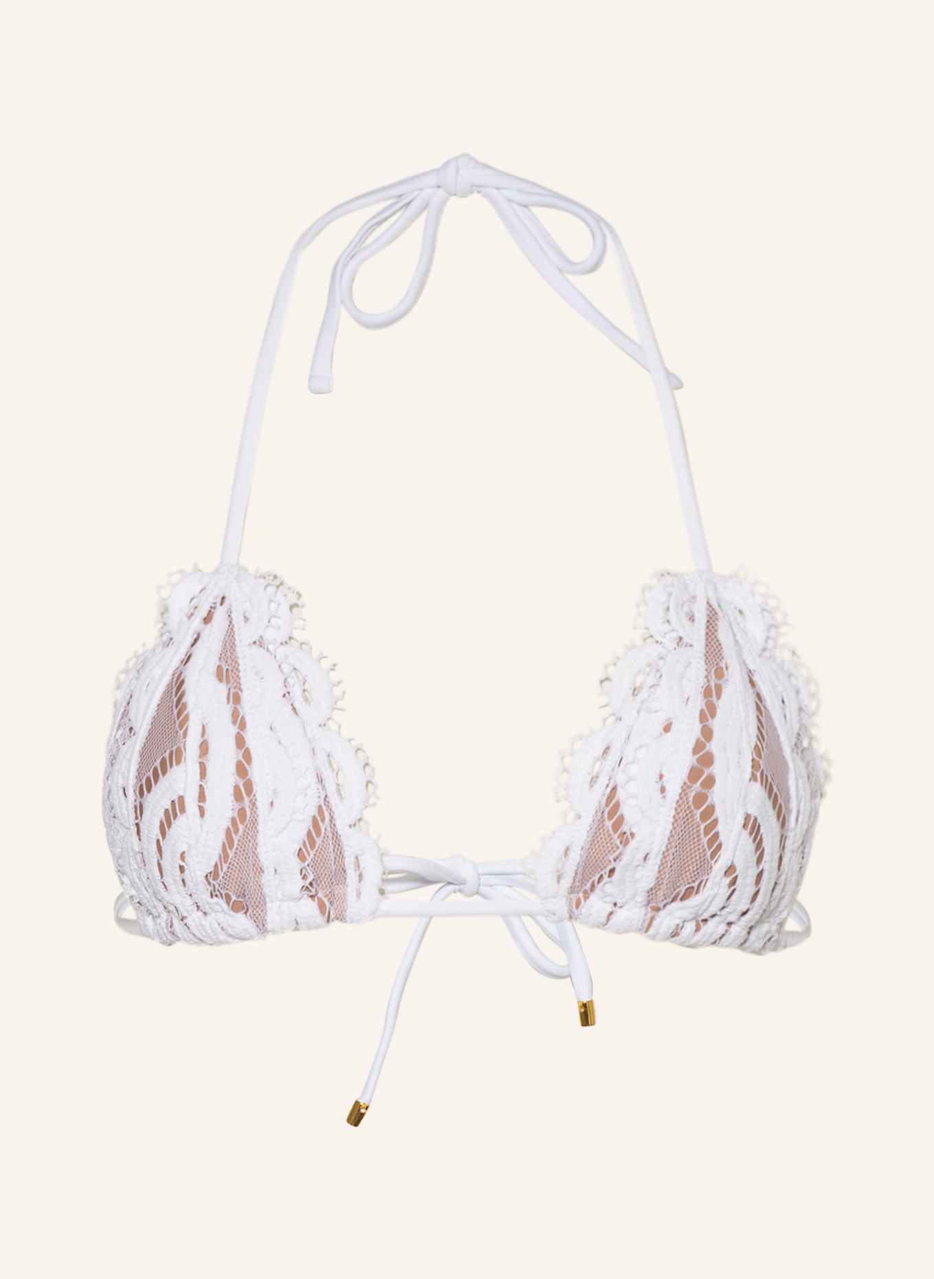 PILYQ Triangle bikini top LACE, Color: WHITE (Image 1)