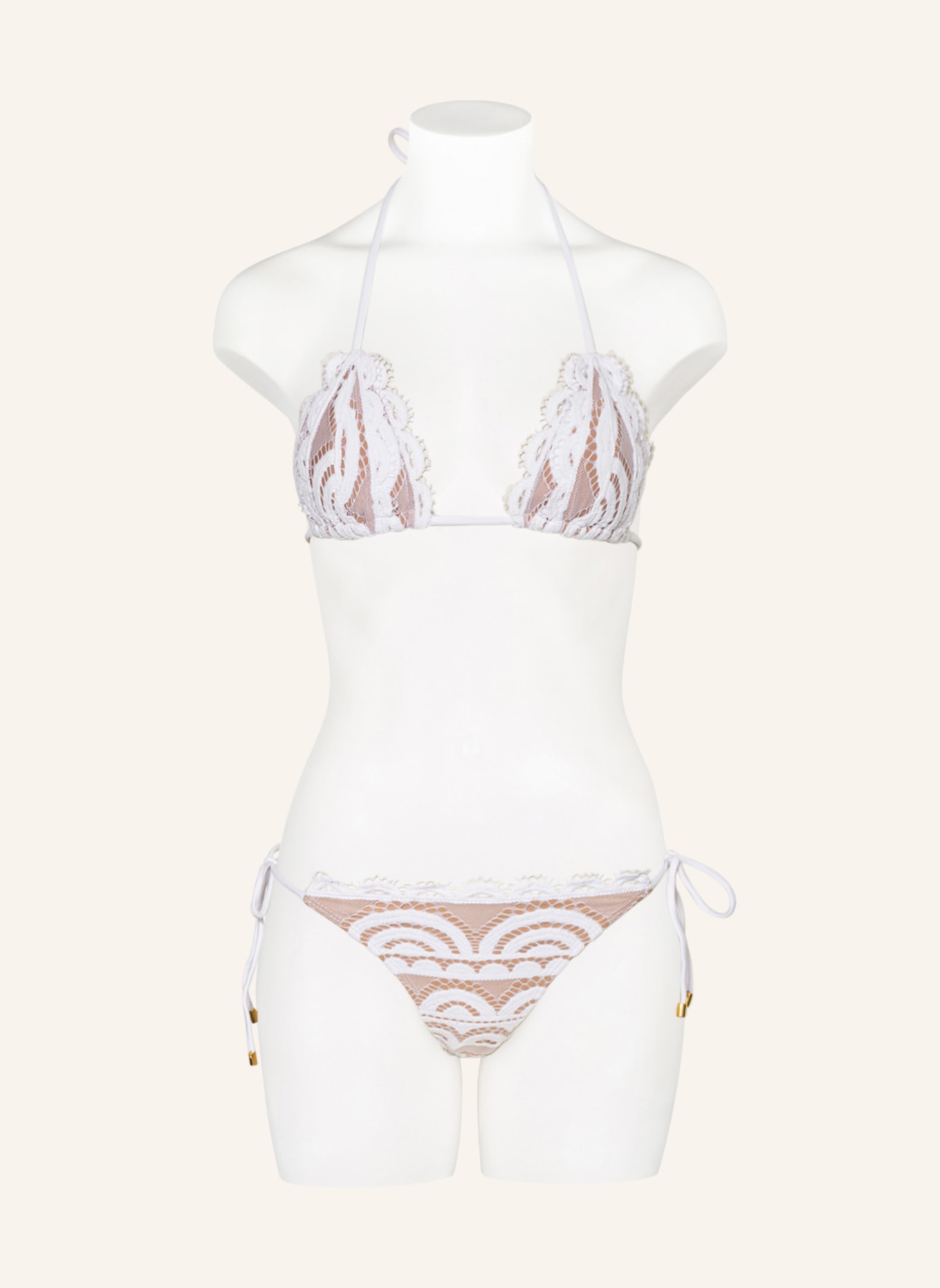 PILYQ Triangle bikini top LACE, Color: WHITE (Image 2)