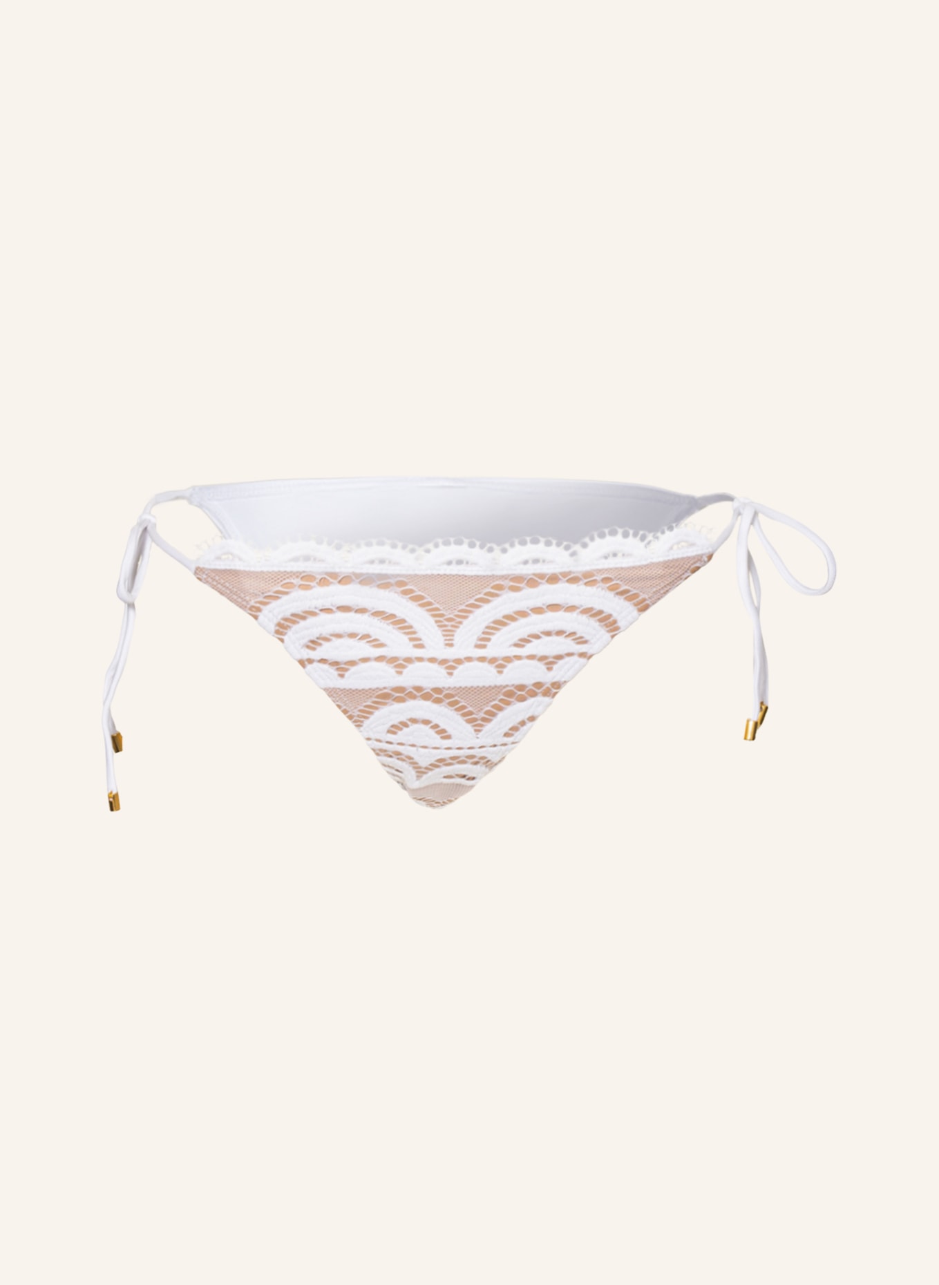 PILYQ Triangle bikini bottoms LACE TIE TEENY, Color: WHITE (Image 1)