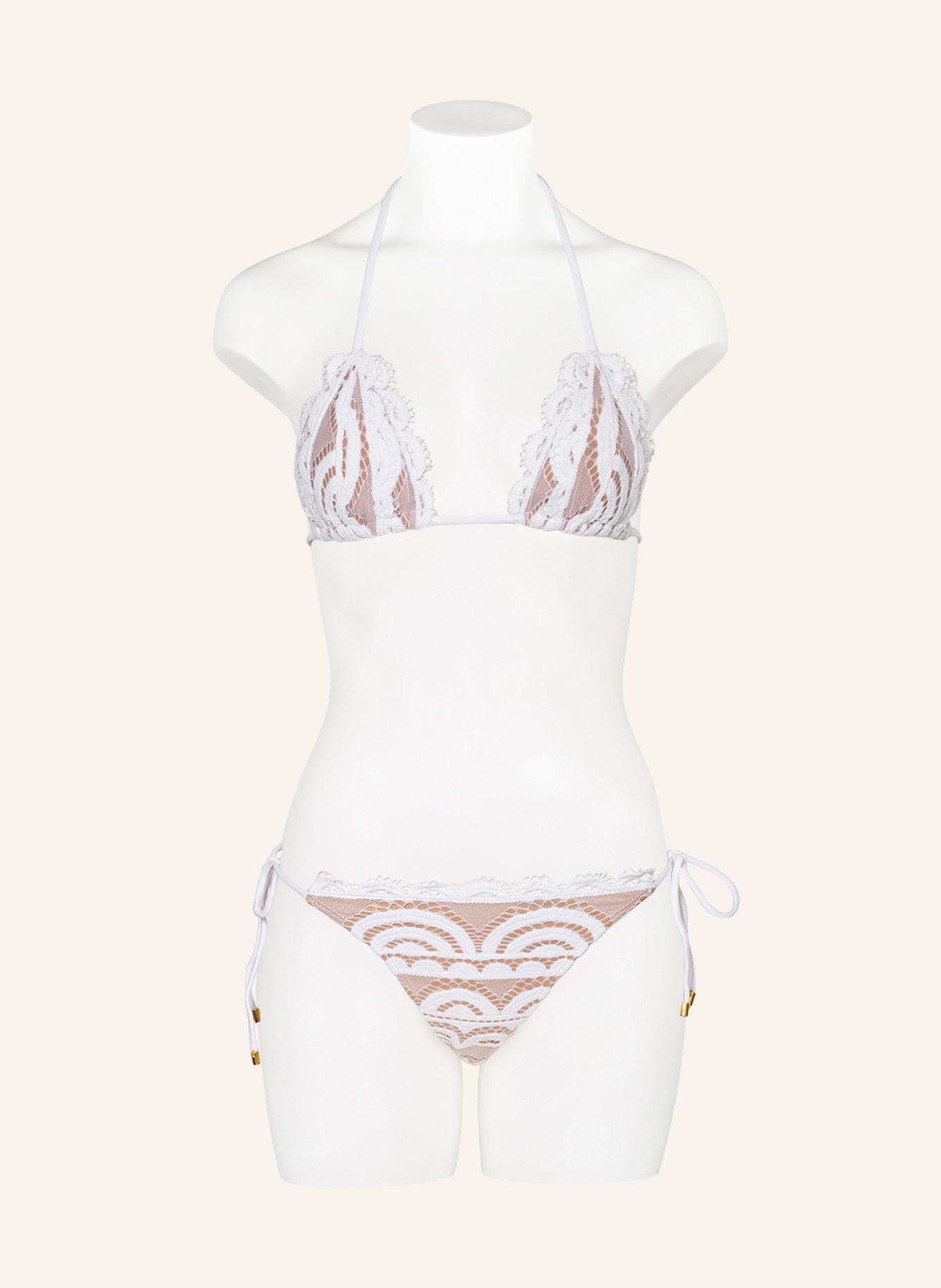 PILYQ Triangle bikini bottoms LACE TIE TEENY, Color: WHITE (Image 2)
