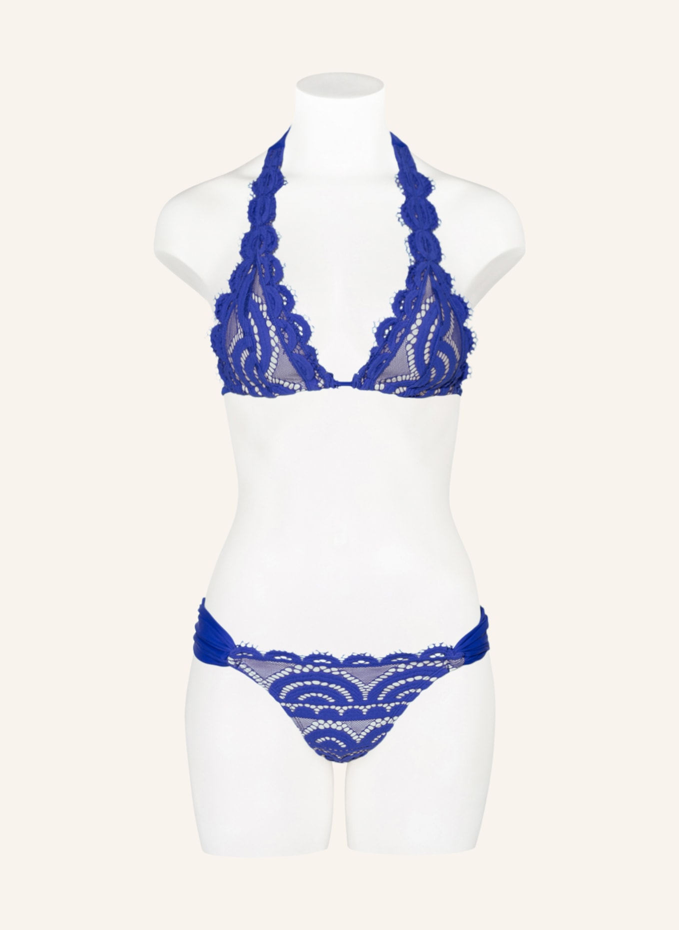 PILYQ Triangle bikini bottoms LACE FANNED FULL, Color: BLUE (Image 2)
