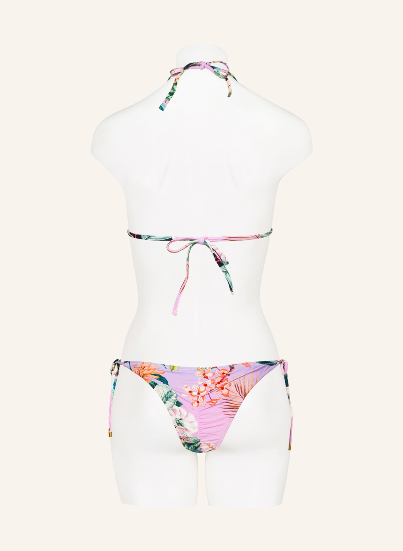 PILYQ Triangel-Bikini-Hose RUCHED TIE TENNY, Farbe: HELLLILA/ ROT/ PETROL (Bild 3)