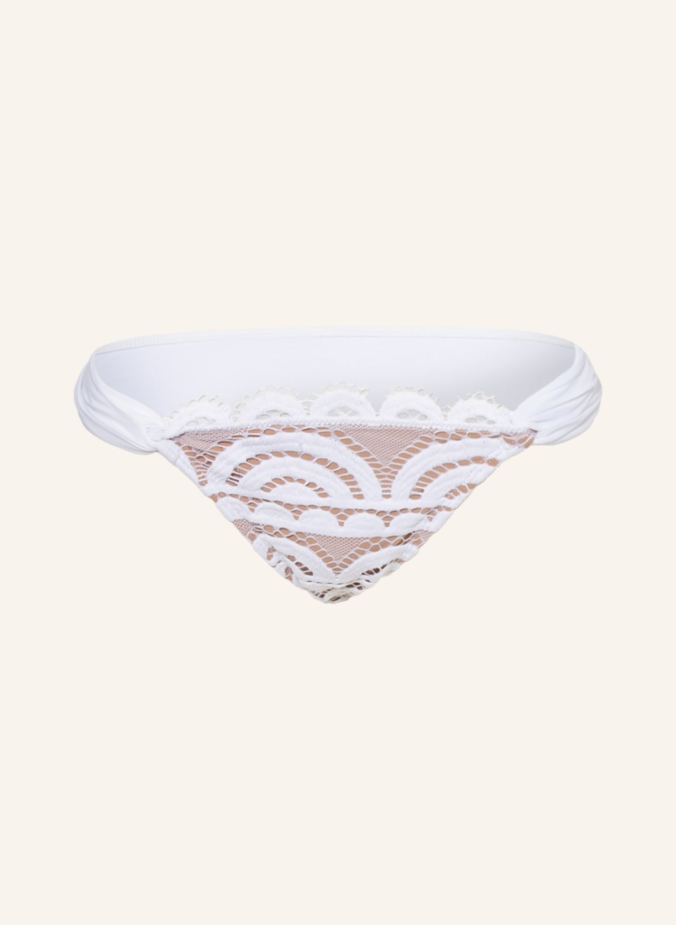 PILYQ Triangle bikini bottoms LACE FANNED TEENY, Color: WHITE (Image 1)