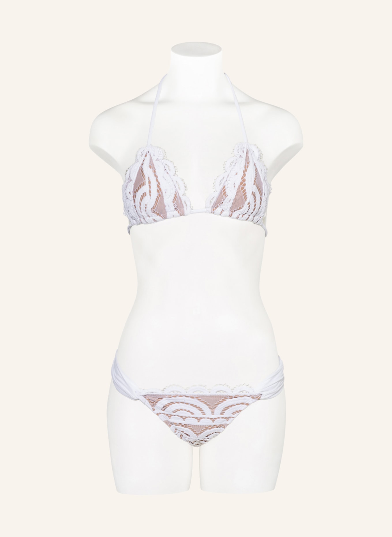 PILYQ Triangel-Bikini-Hose LACE FANNED TEENY, Farbe: WEISS (Bild 2)