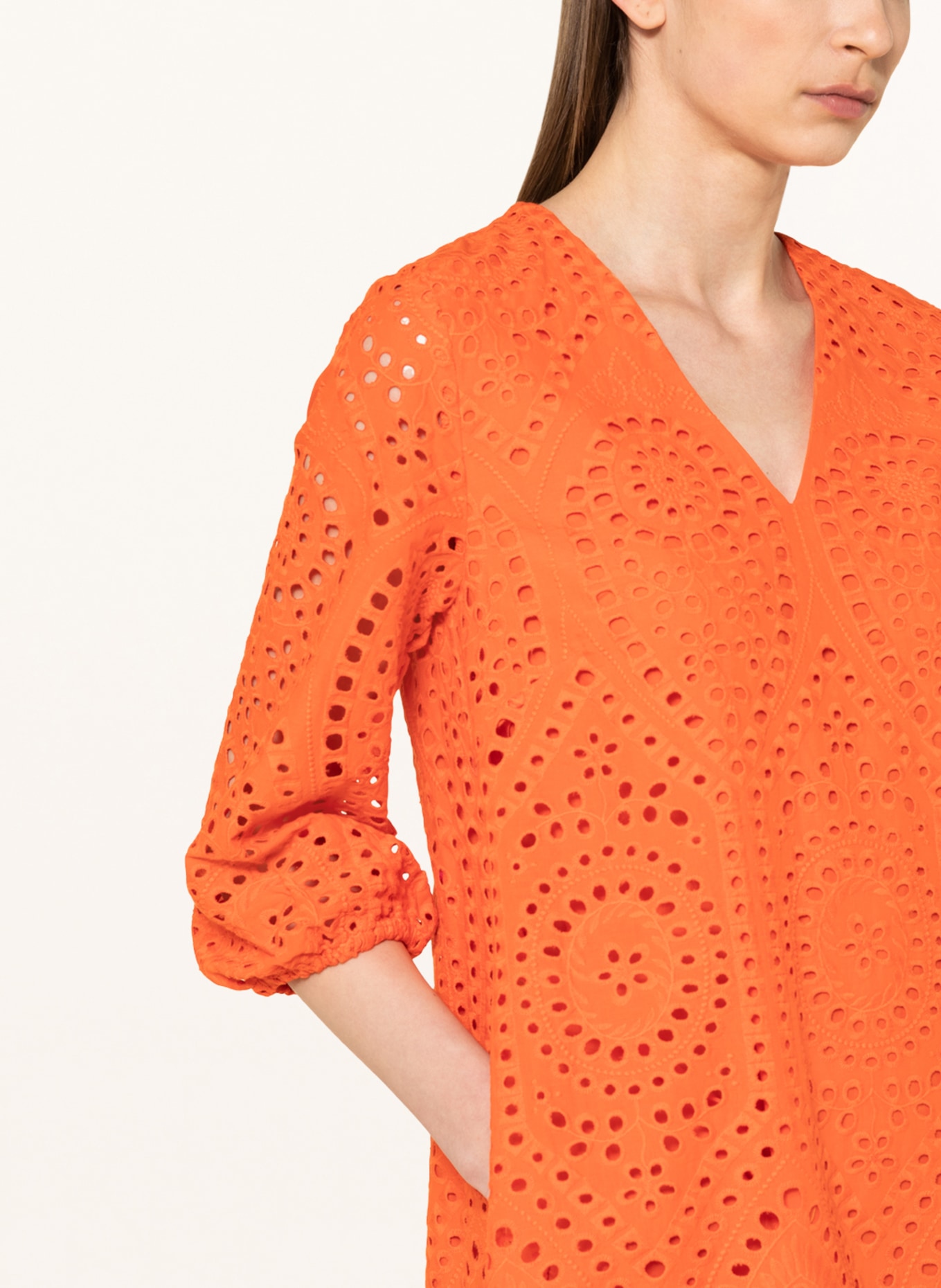 darling harbour Dress in lace with 3/4 sleeves, Color: ORANGE (Image 4)