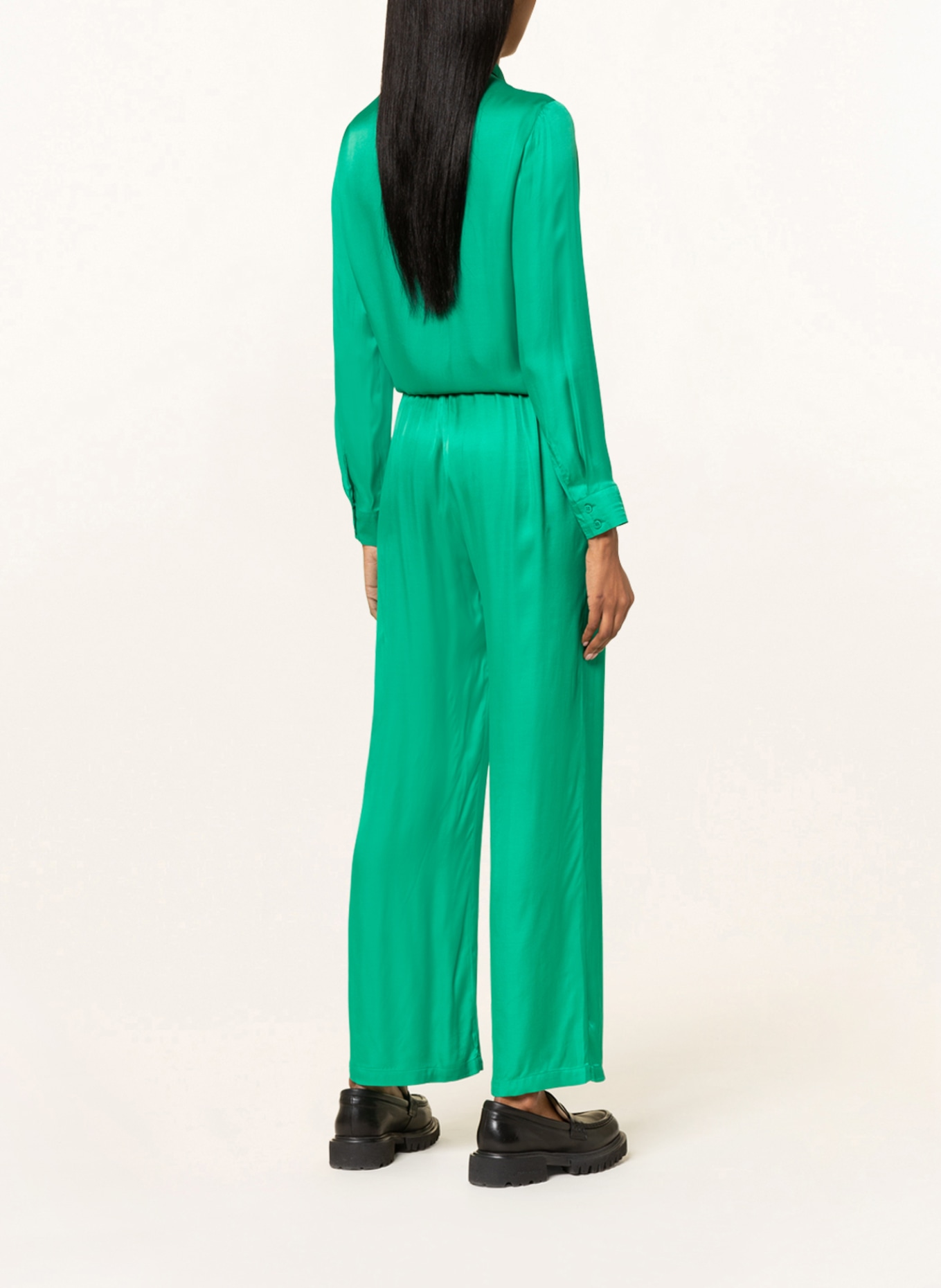 darling harbour Wide leg trousers in satin, Color: GREEN (Image 3)