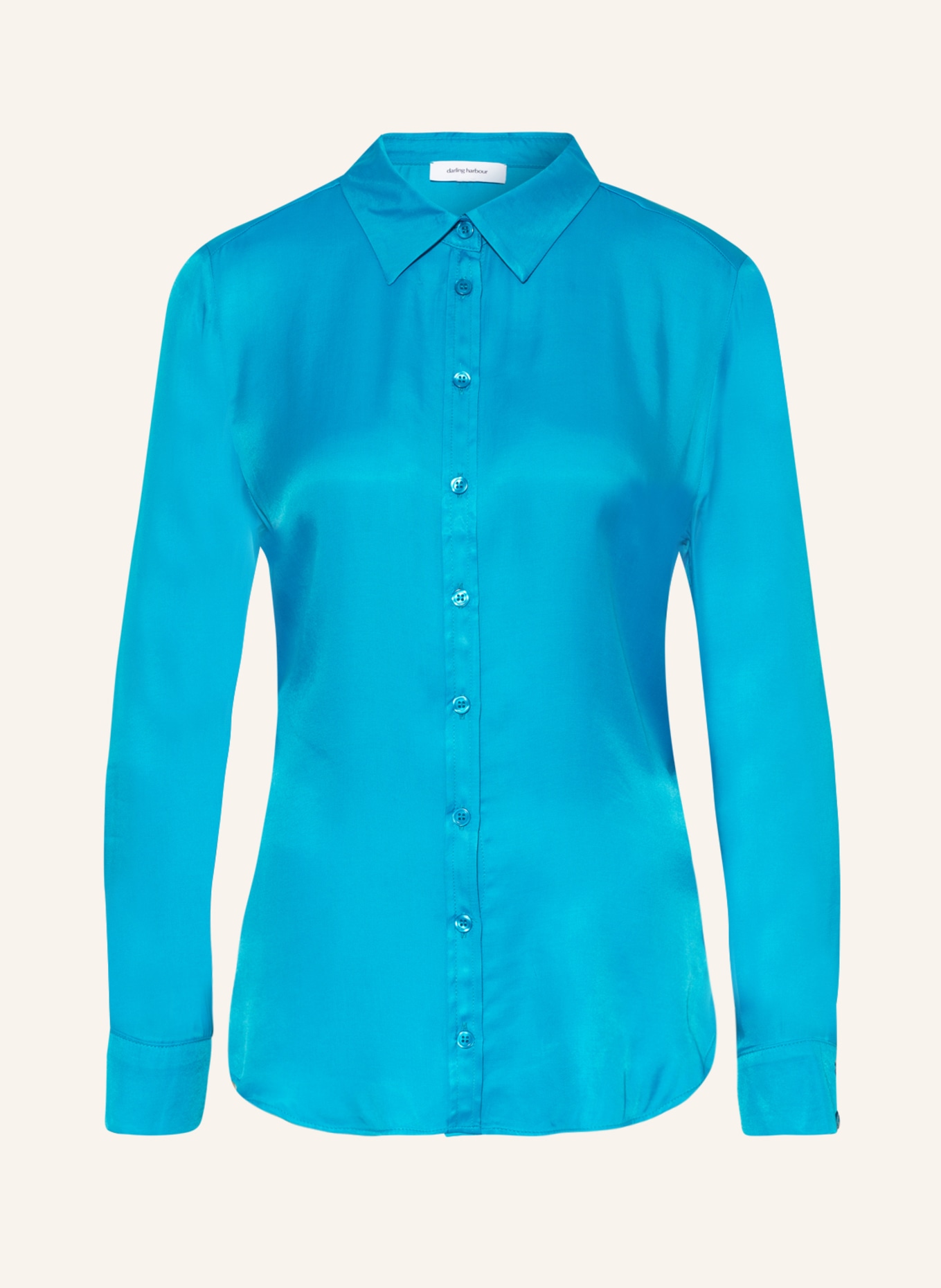 darling harbour Satin shirt blouse, Color: NEON BLUE (Image 1)
