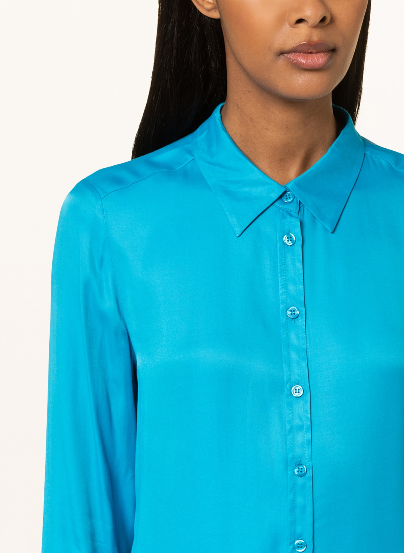 darling harbour Satin shirt blouse, Color: NEON BLUE (Image 4)