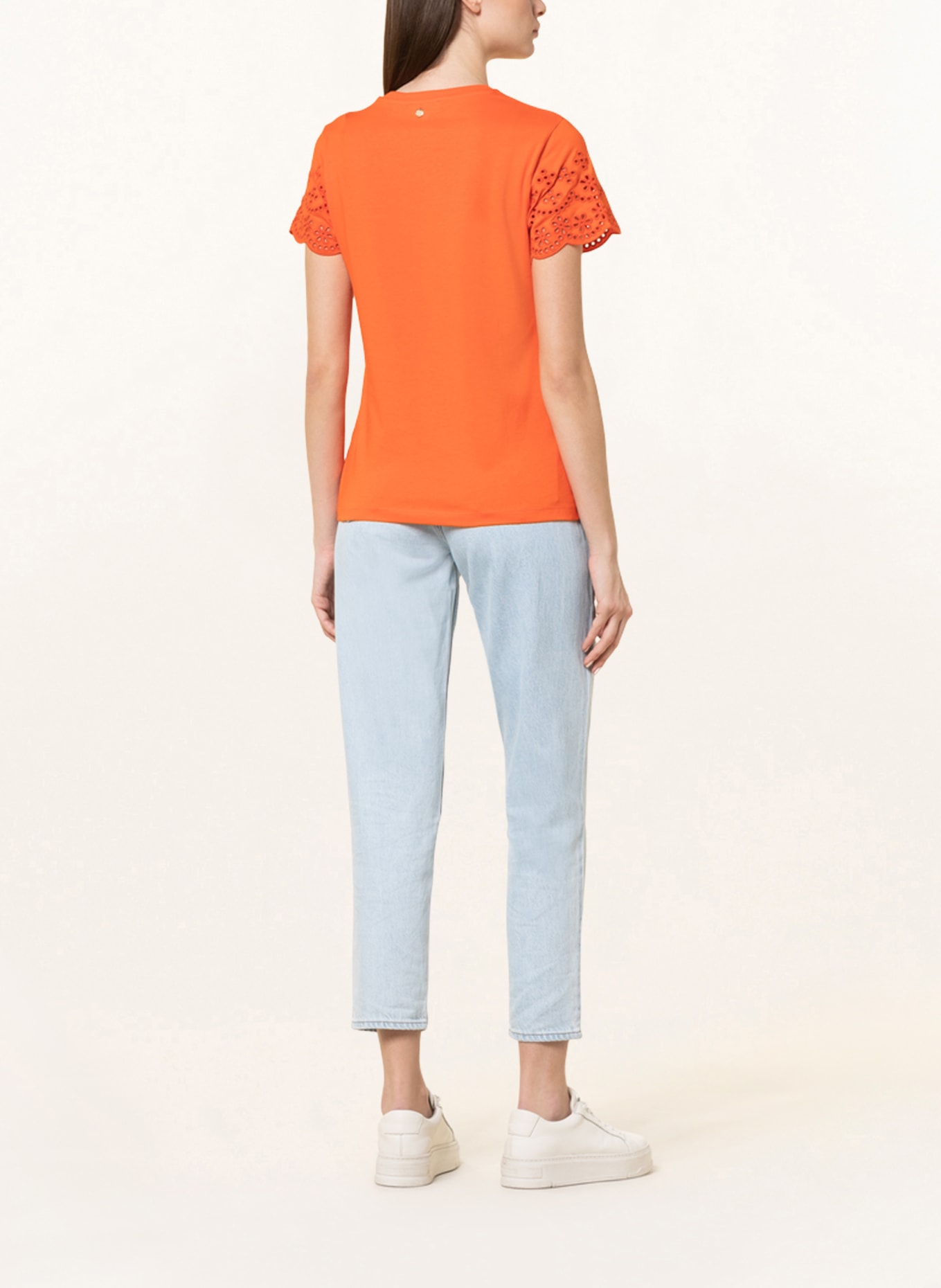 darling harbour T-shirt with broderie anglaise, Color: ORANGE (Image 3)