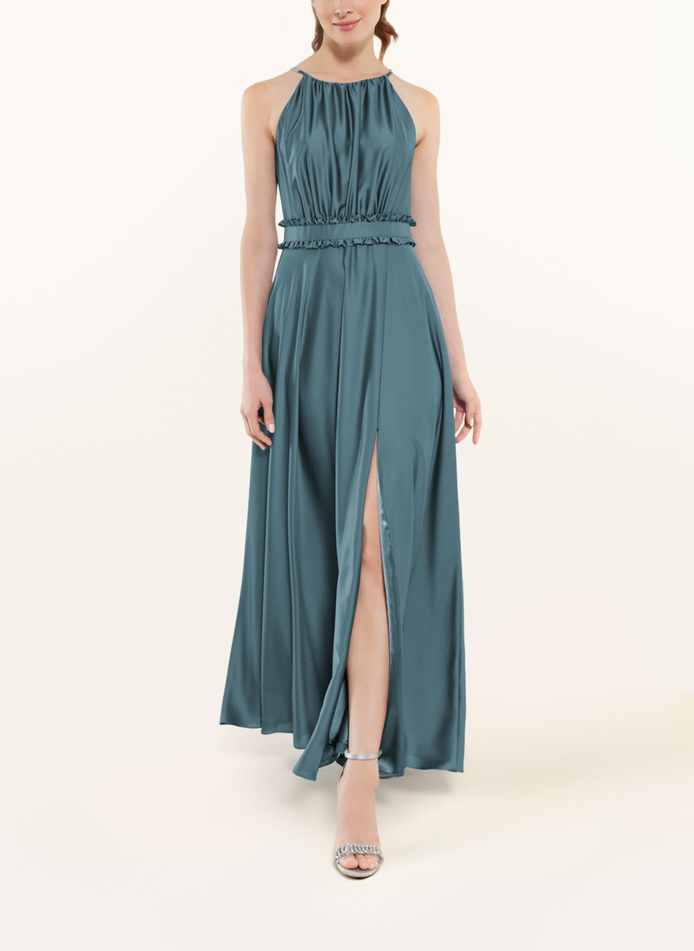 SWING Evening dress in satin, Color: BLUE (Image 2)