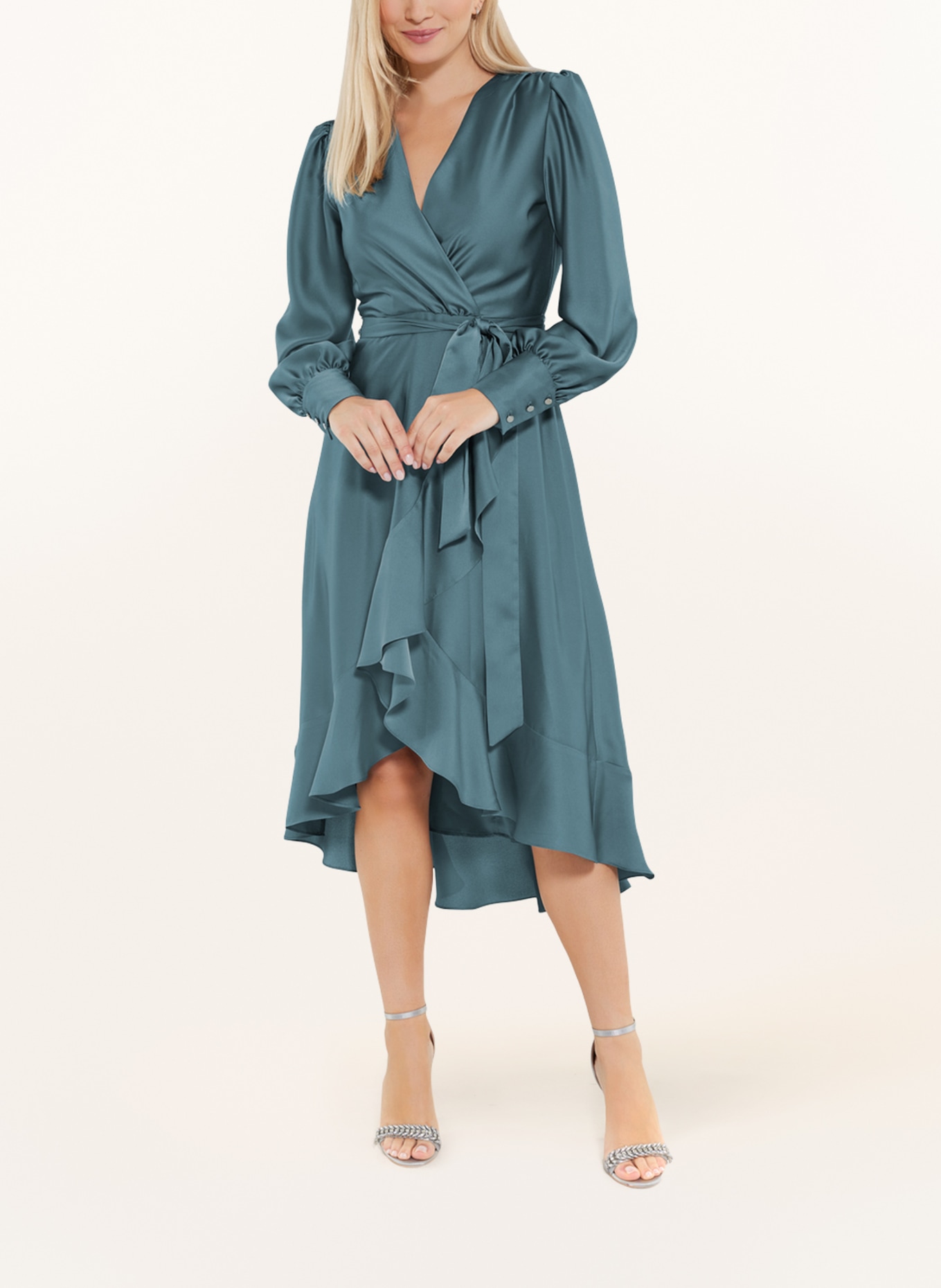 SWING Cocktail dress in wrap look, Color: BLUE (Image 2)