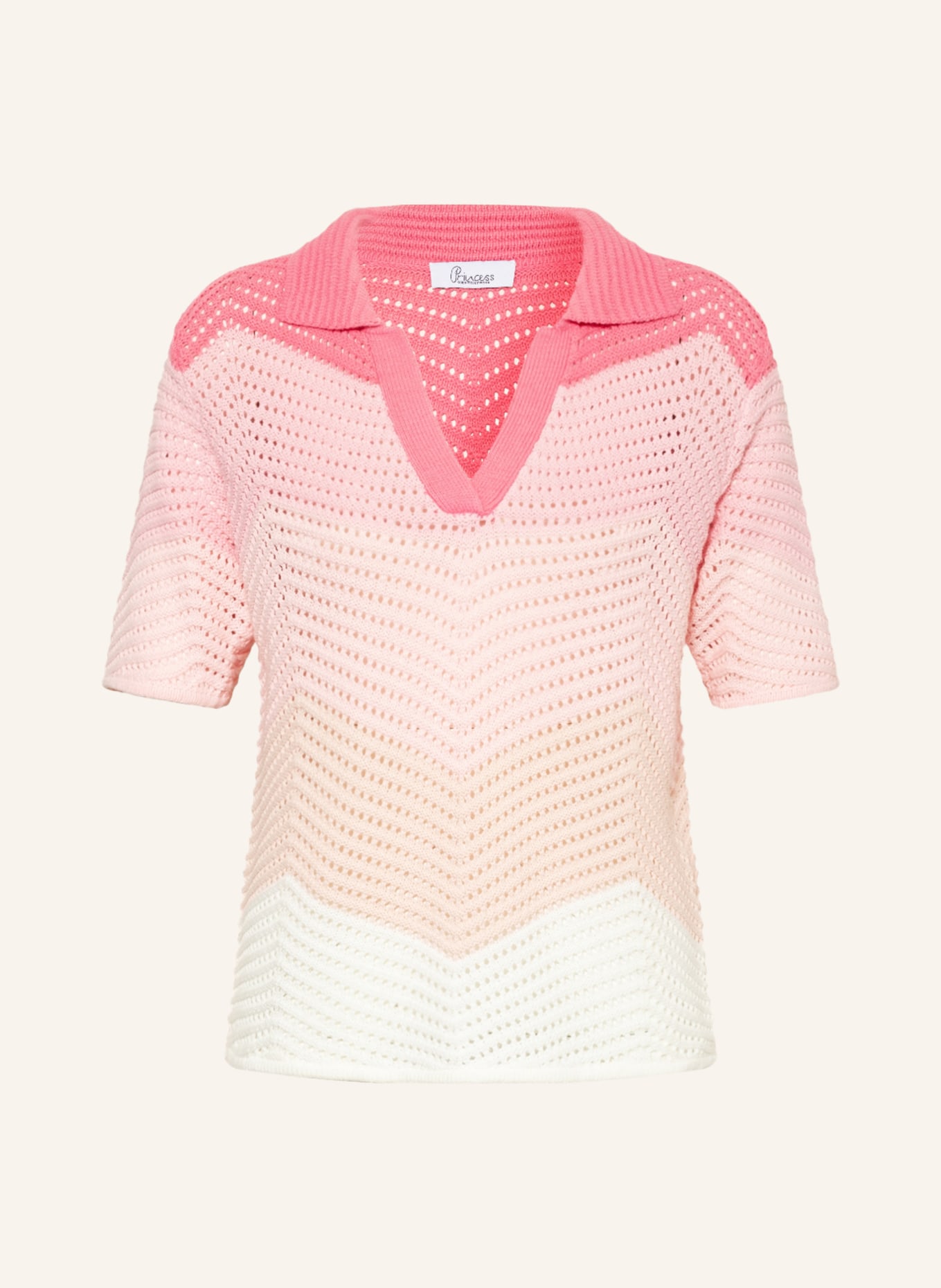 Princess GOES HOLLYWOOD Knitted polo shirt, Color: PINK/ LIGHT PINK/ ECRU (Image 1)