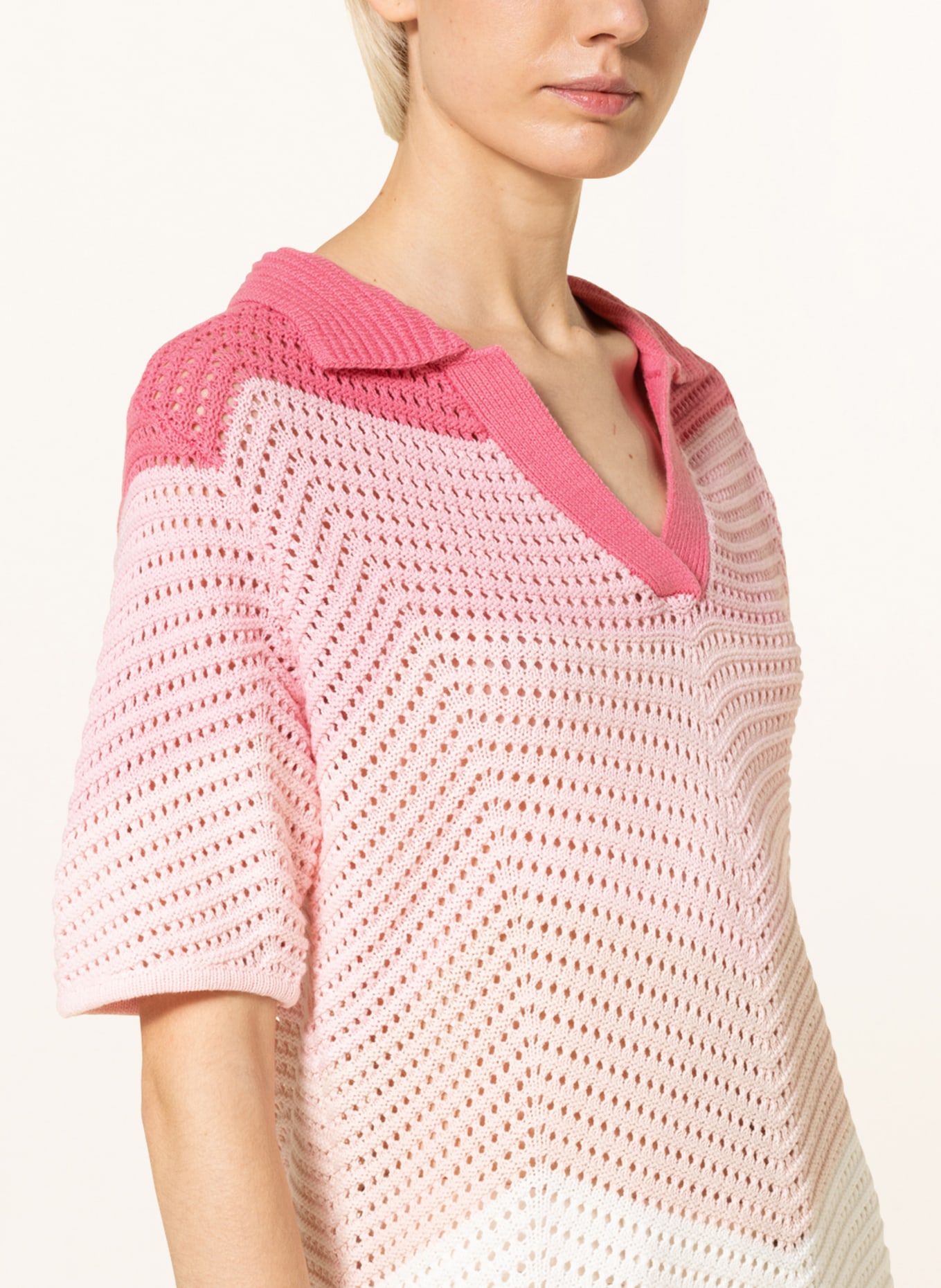 Princess GOES HOLLYWOOD Knitted polo shirt, Color: PINK/ LIGHT PINK/ ECRU (Image 4)