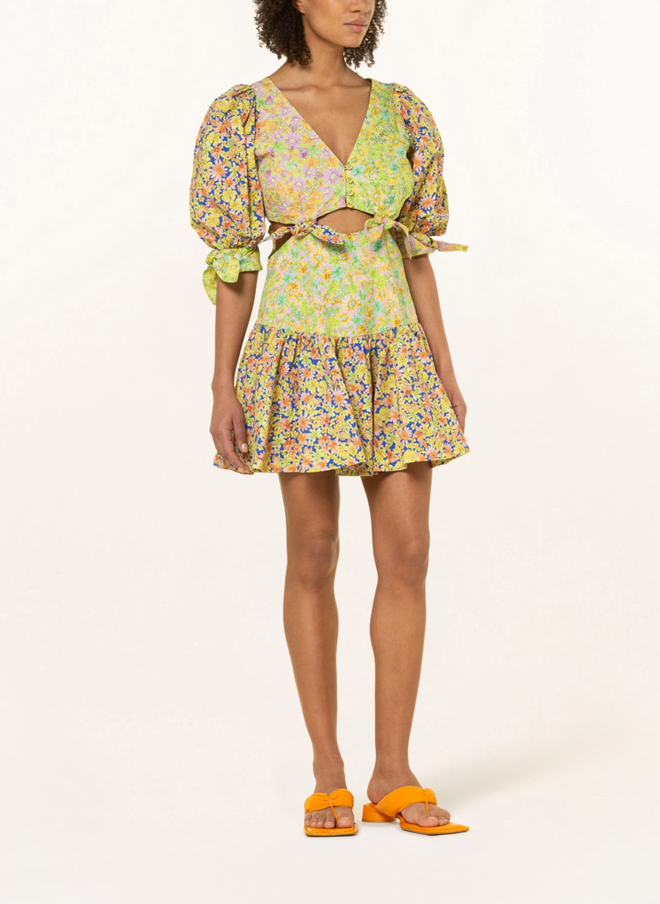 ALÉMAIS Kleid DAISY mit Cut-outs, Farbe: GELB/ BLAU/ ORANGE (Bild 2)