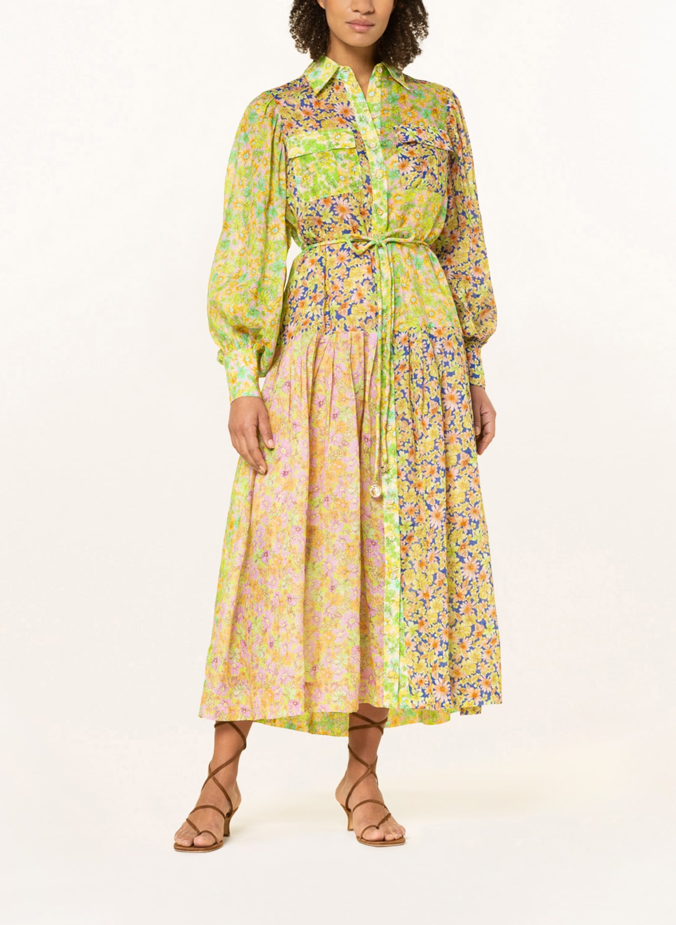 ALÉMAIS Shirt dress in linen, Color: NEON GREEN/ NEON YELLOW/ ORANGE (Image 2)