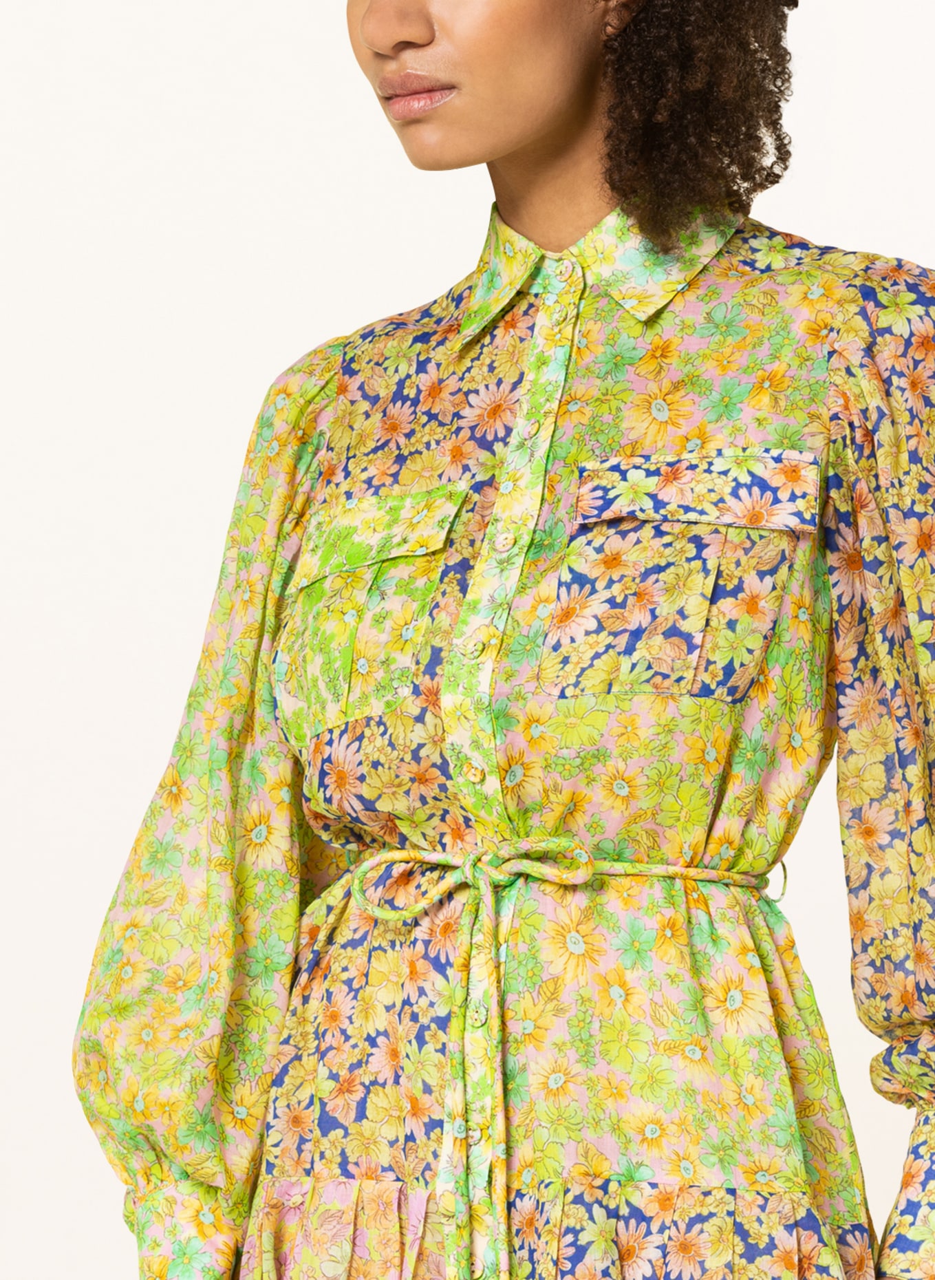 ALÉMAIS Shirt dress in linen, Color: NEON GREEN/ NEON YELLOW/ ORANGE (Image 4)