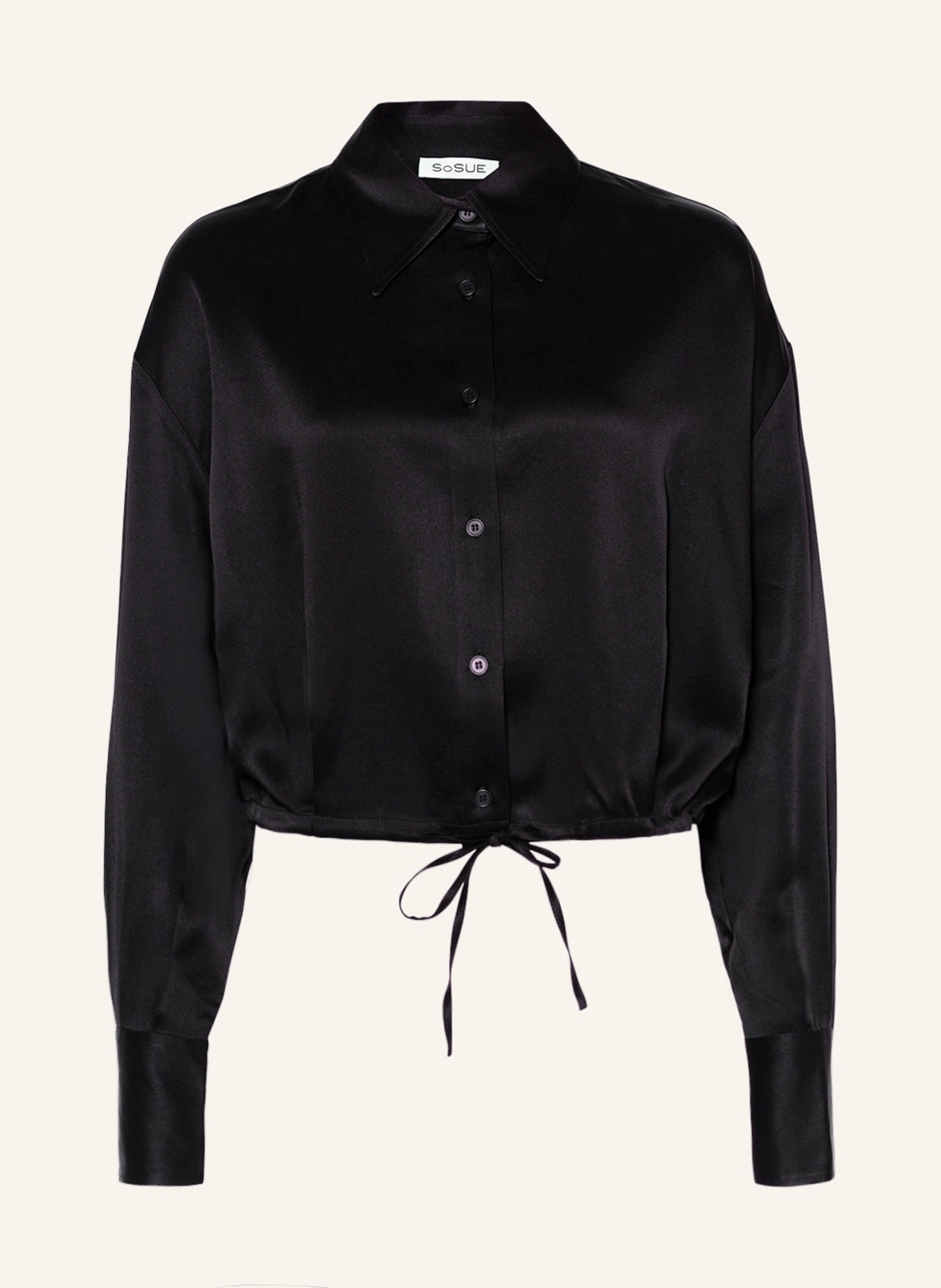 SoSUE Satin shirt blouse, Color: BLACK (Image 1)