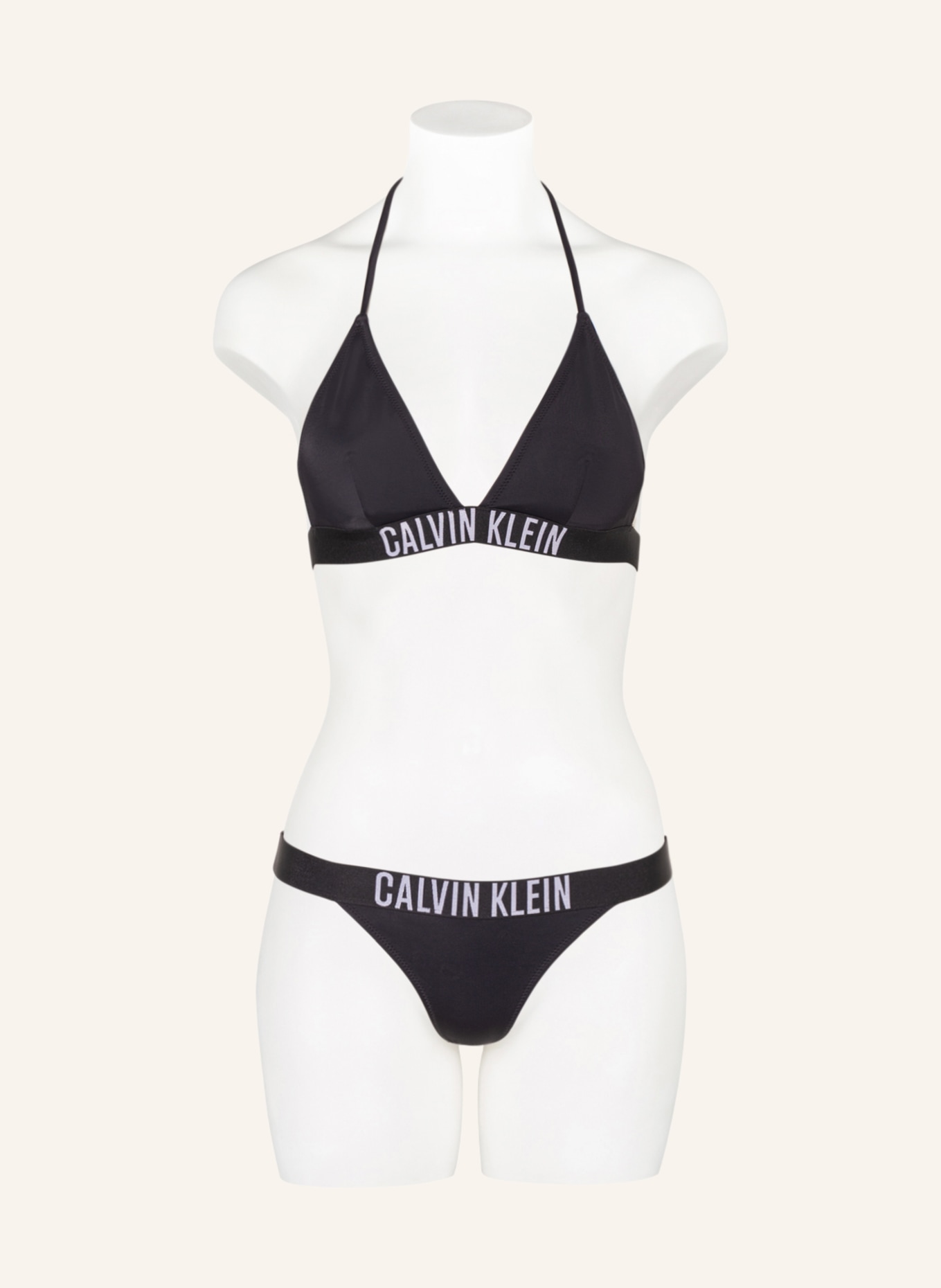 Calvin Klein Intense Power logo high leg brazillian bikini bottom in black