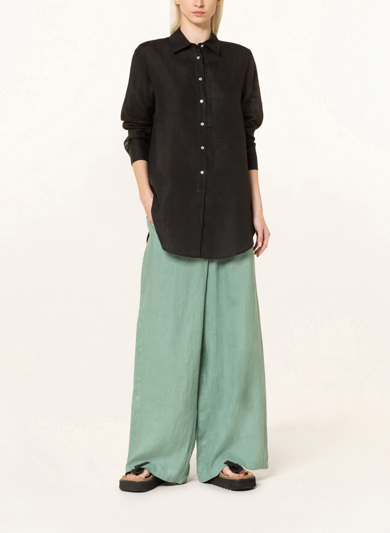 MRS & HUGS Shirt blouse made of linen, Color: BLACK (Image 2)