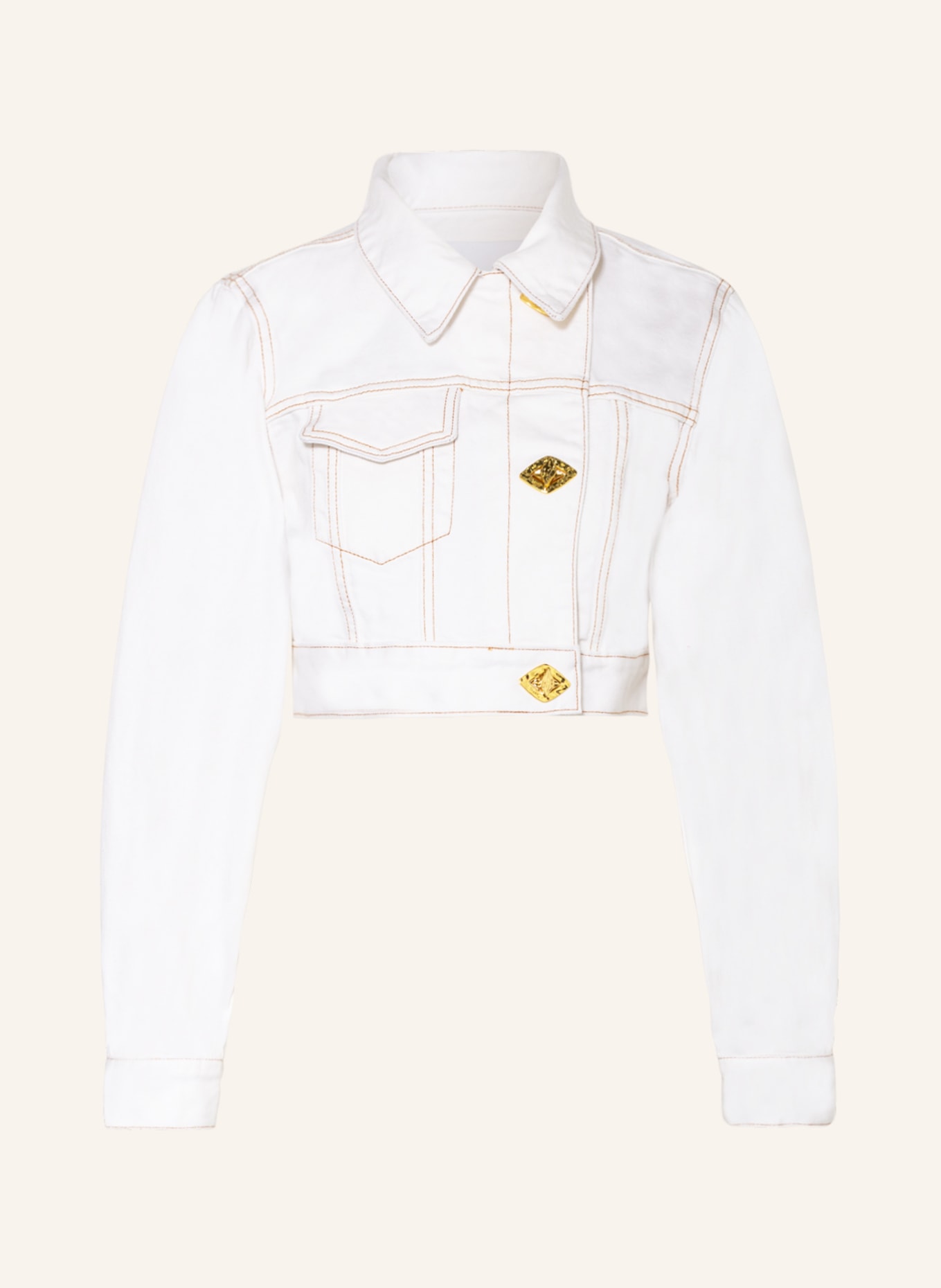 GANNI Cropped denim jacket, Color: WHITE (Image 1)