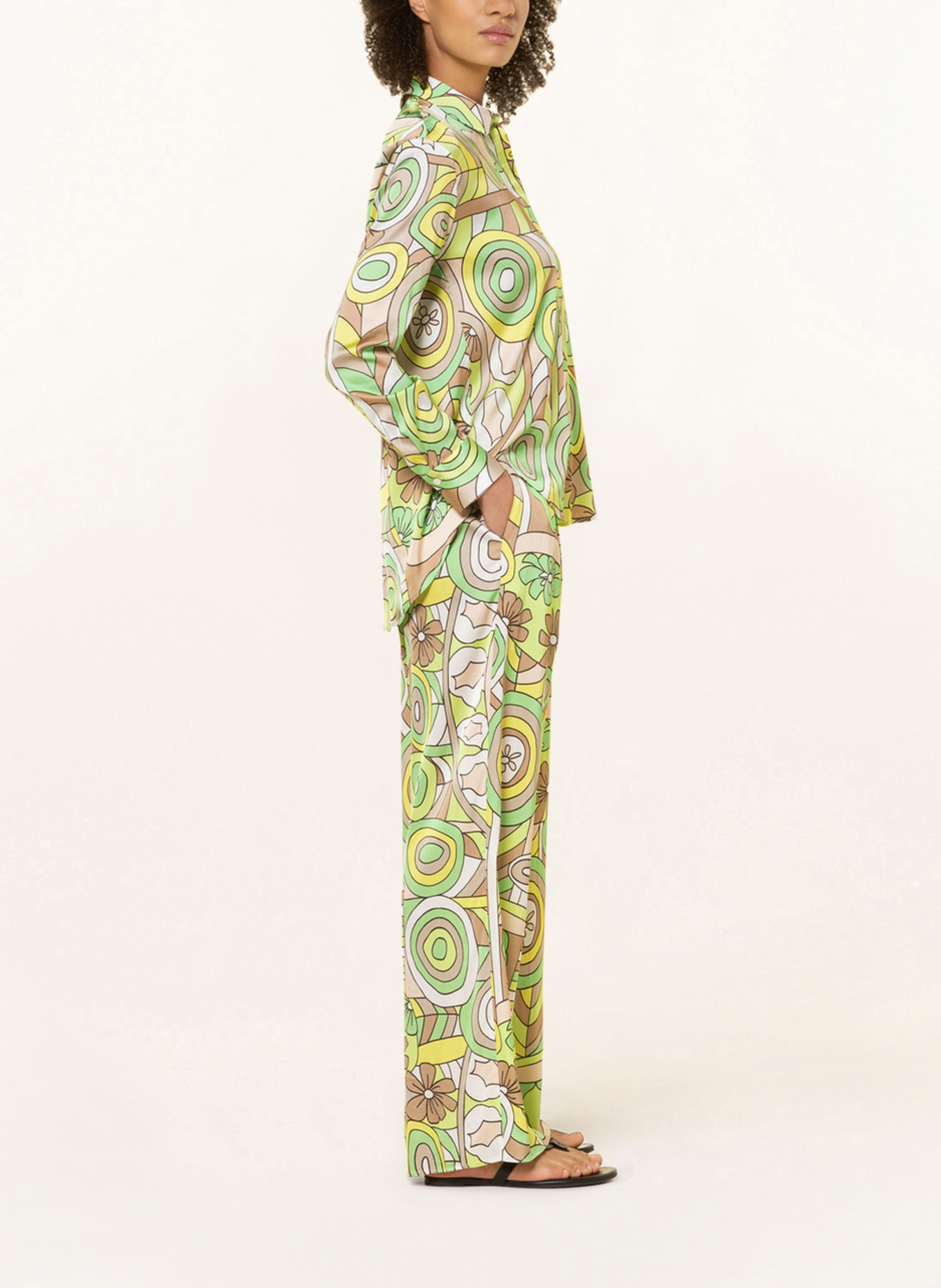 LOUIS and MIA Wide leg trousers, Color: LIGHT GREEN/ YELLOW/ WHITE (Image 4)