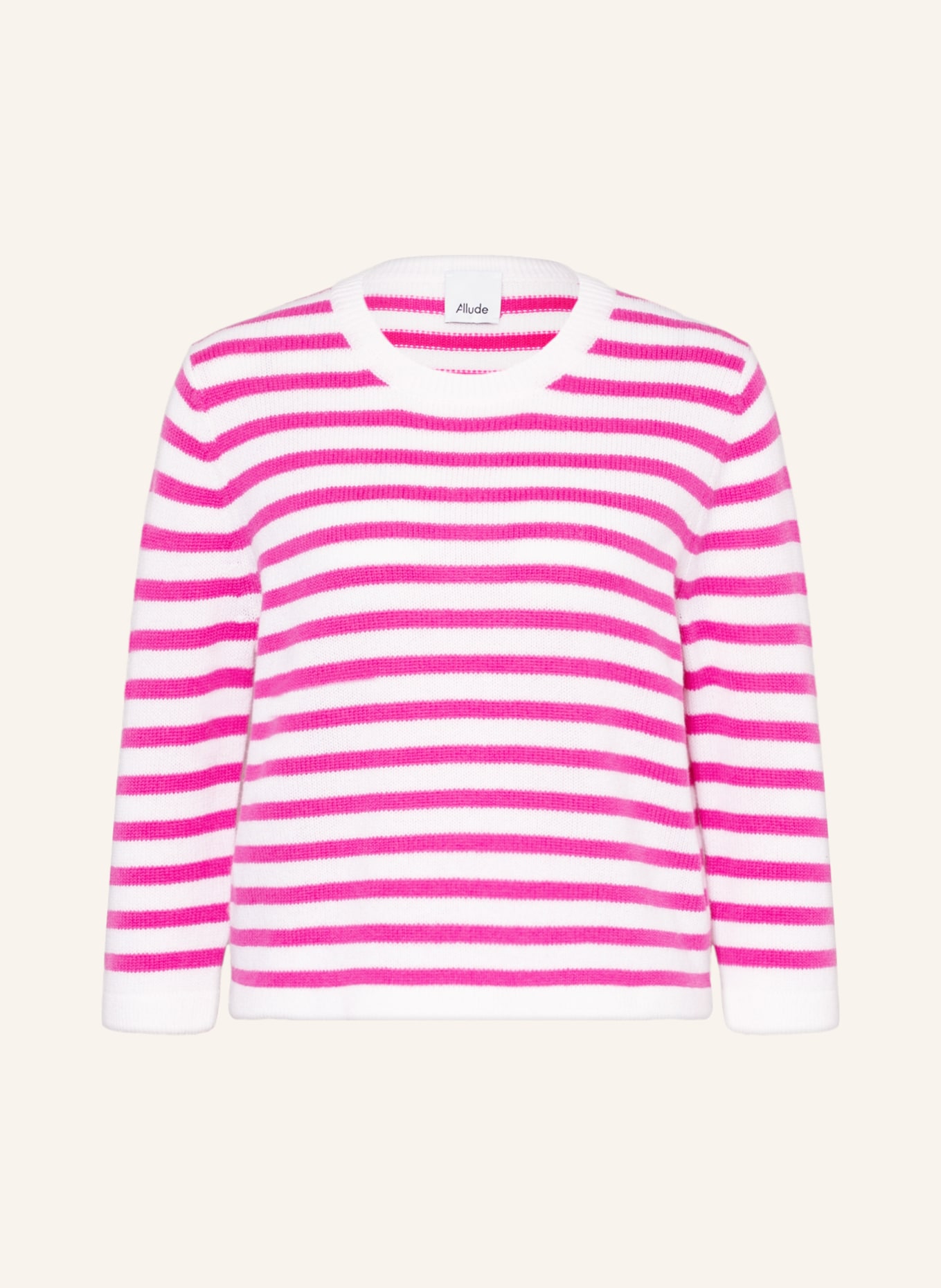 ALLUDE Pullover mit 3/4-Arm und Cashmere, Farbe: PINK/ WEISS (Bild 1)