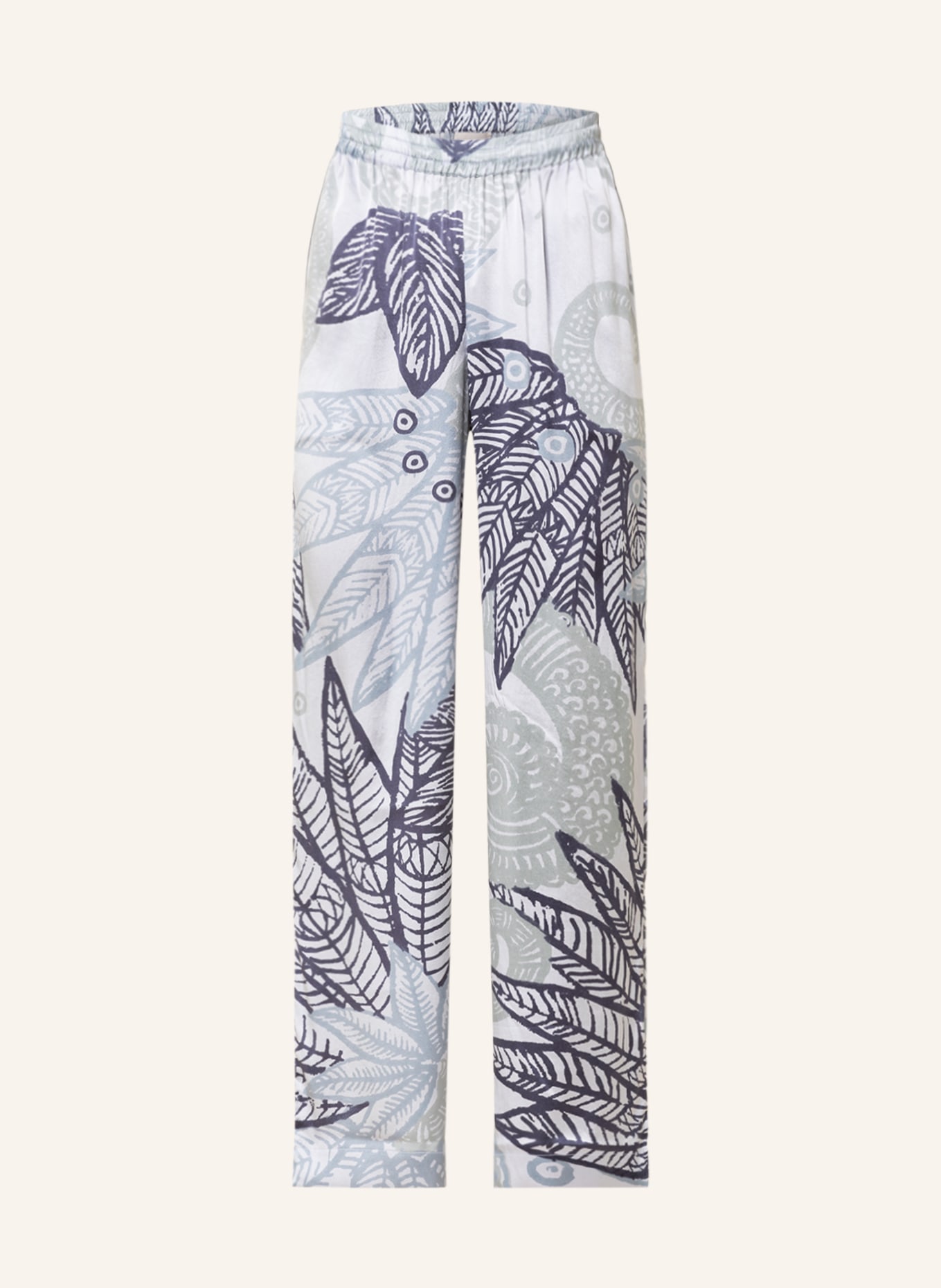 HEMISPHERE Wide leg trousers FLORA in silk, Color: LIGHT PURPLE/ PURPLE/ GREEN (Image 1)