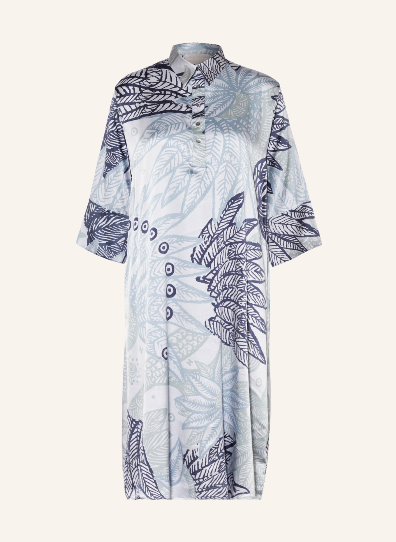 HEMISPHERE Silk dress FANCY, Color: LIGHT BLUE/ DARK BLUE/ LIGHT GRAY (Image 1)