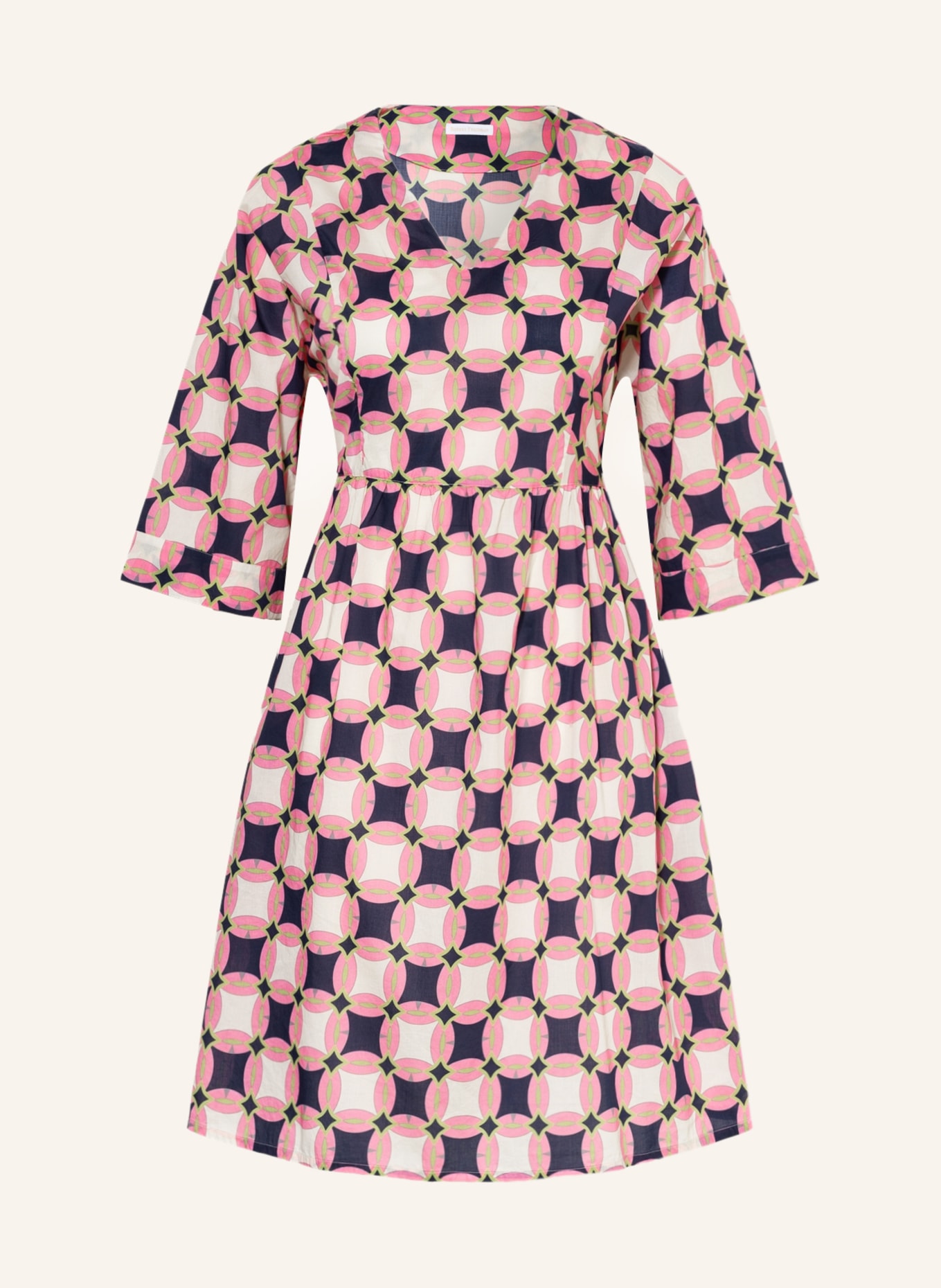 ROBERT FRIEDMAN Kleid MARY mit 3/4-Arm, Farbe: WEISS/ PINK/ DUNKELBLAU (Bild 1)