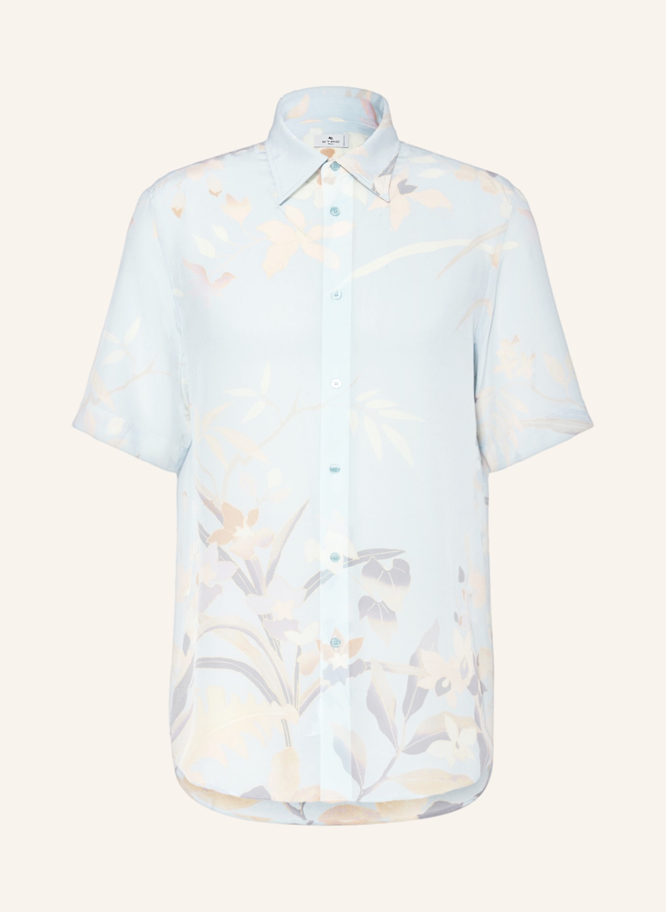 ETRO Short sleeve shirt comfort fit in silk, Color: LIGHT BLUE/ ECRU (Image 1)