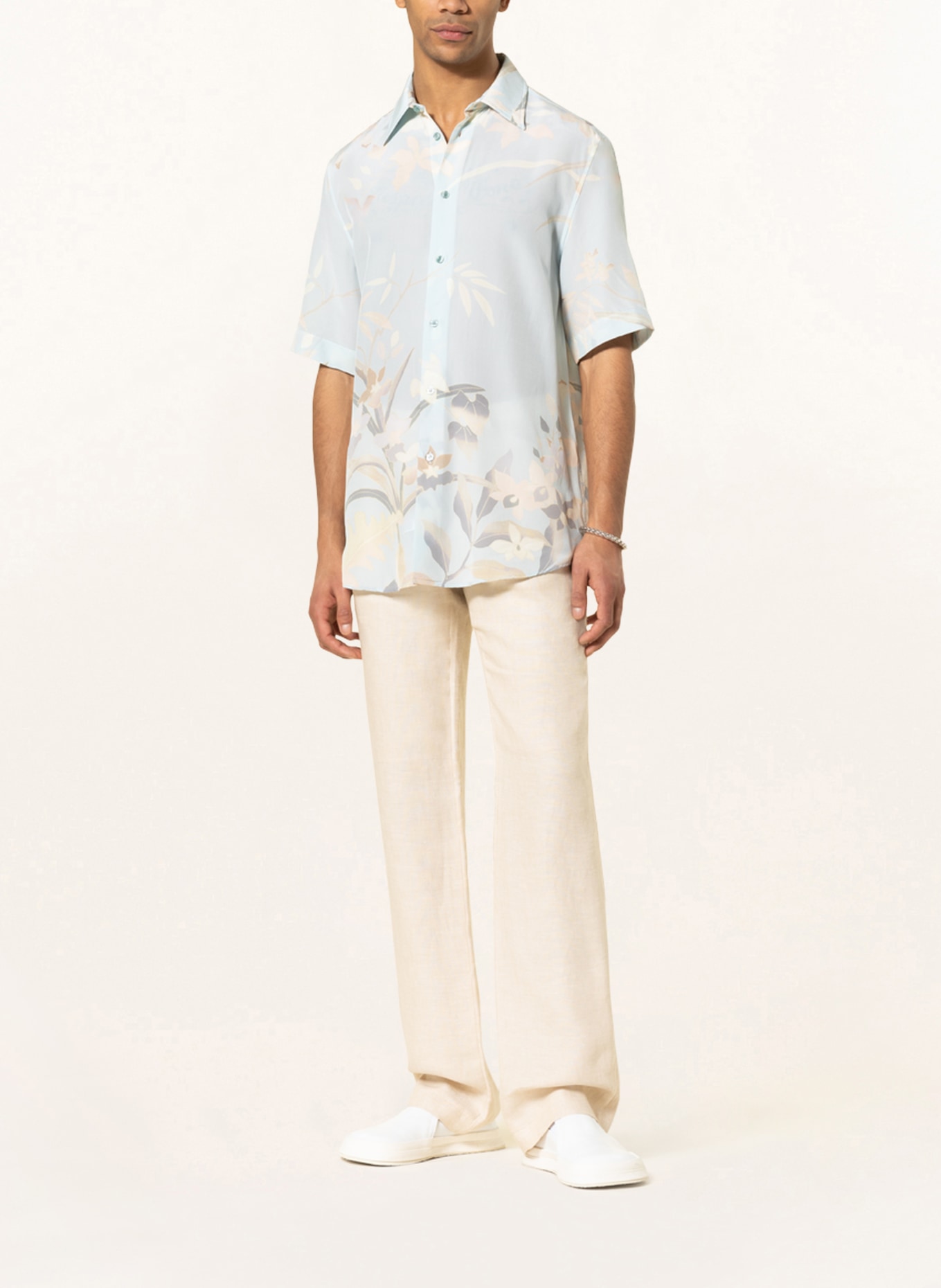 ETRO Short sleeve shirt comfort fit in silk, Color: LIGHT BLUE/ ECRU (Image 2)