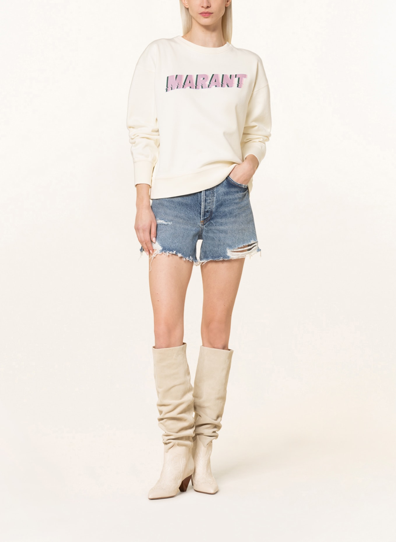 ISABEL MARANT ÉTOILE Bluza nierozpinana MOBYLI kolor kremowy/ różowy/  zielony