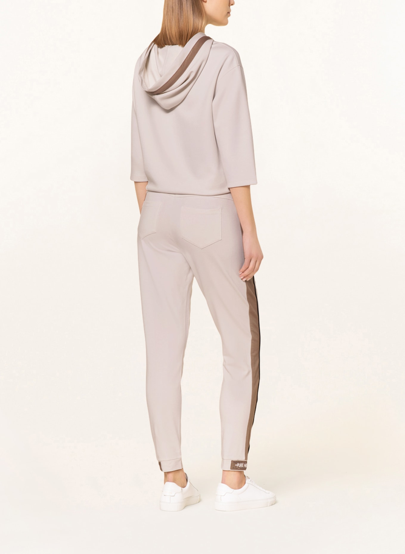monari Pants in jogger style with tuxedo stripes, Color: CREAM/ BEIGE (Image 3)