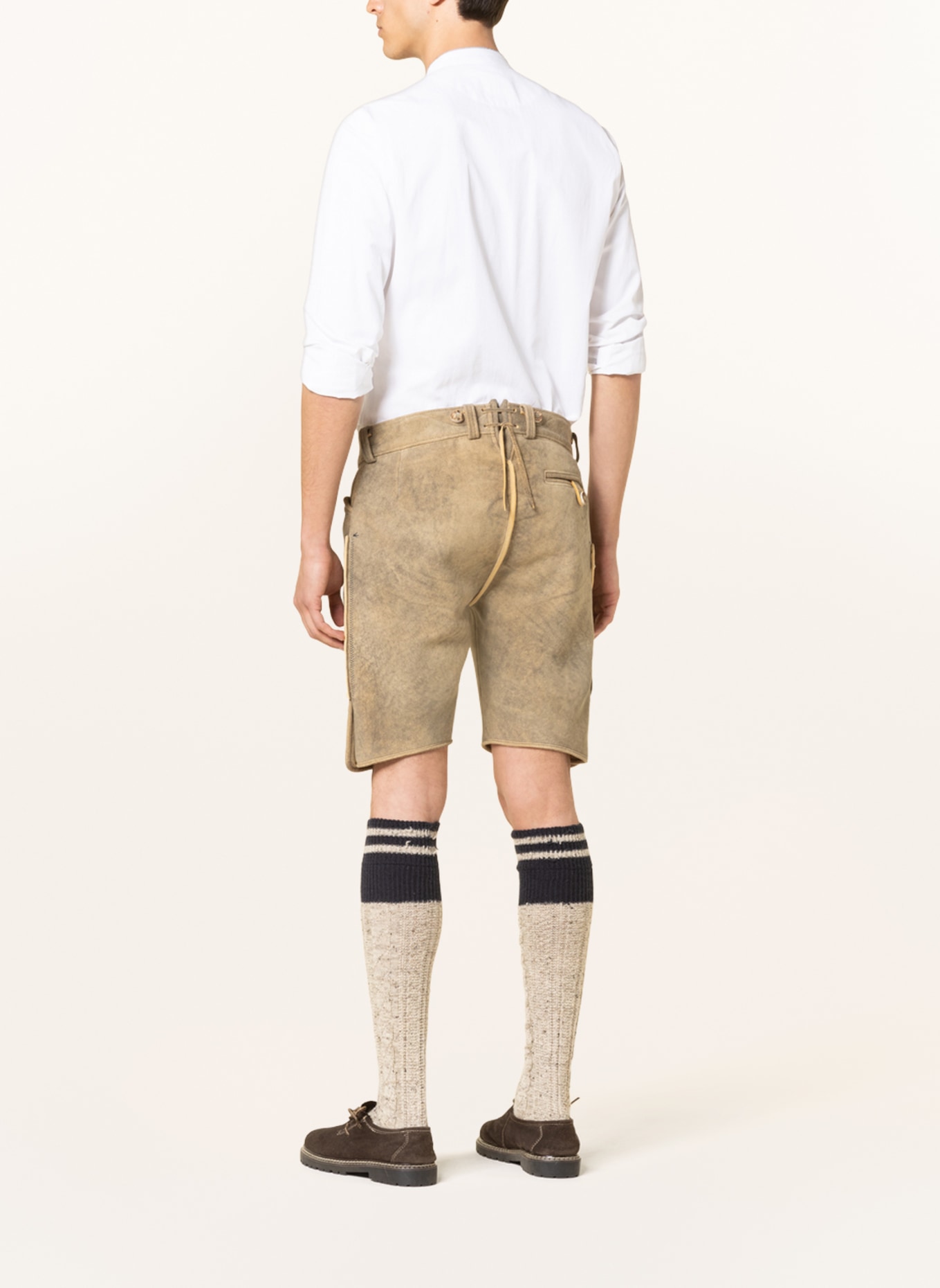 BECKERT Spodnie skórzane w stylu ludowym HOCHKÖNIG, Kolor: JASNOBRĄZOWY/ JASNONIEBIESKI (Obrazek 3)