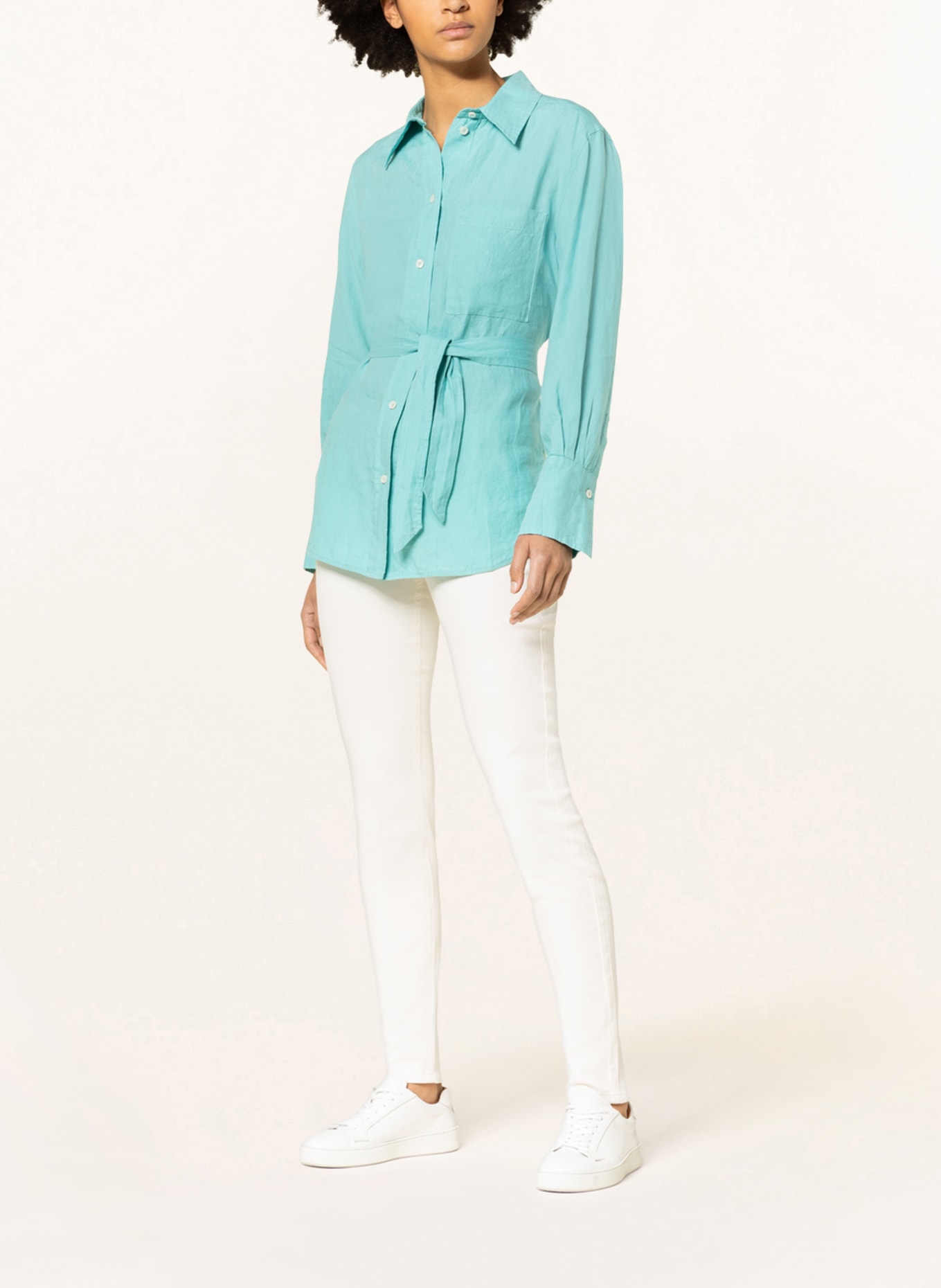Marc O'Polo Shirt blouse made of linen , Color: TURQUOISE (Image 2)