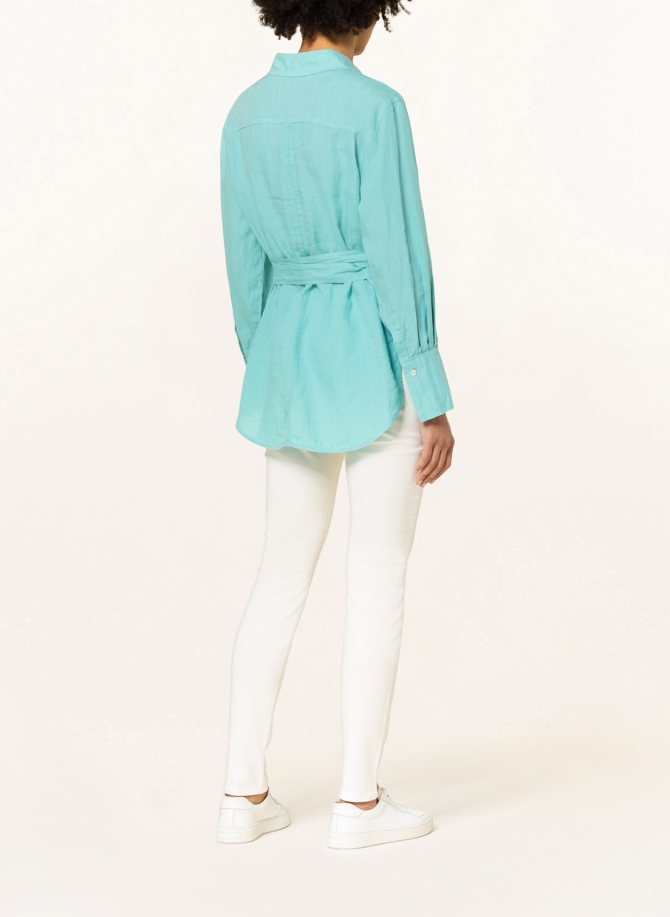 Marc O'Polo Shirt blouse made of linen , Color: TURQUOISE (Image 3)