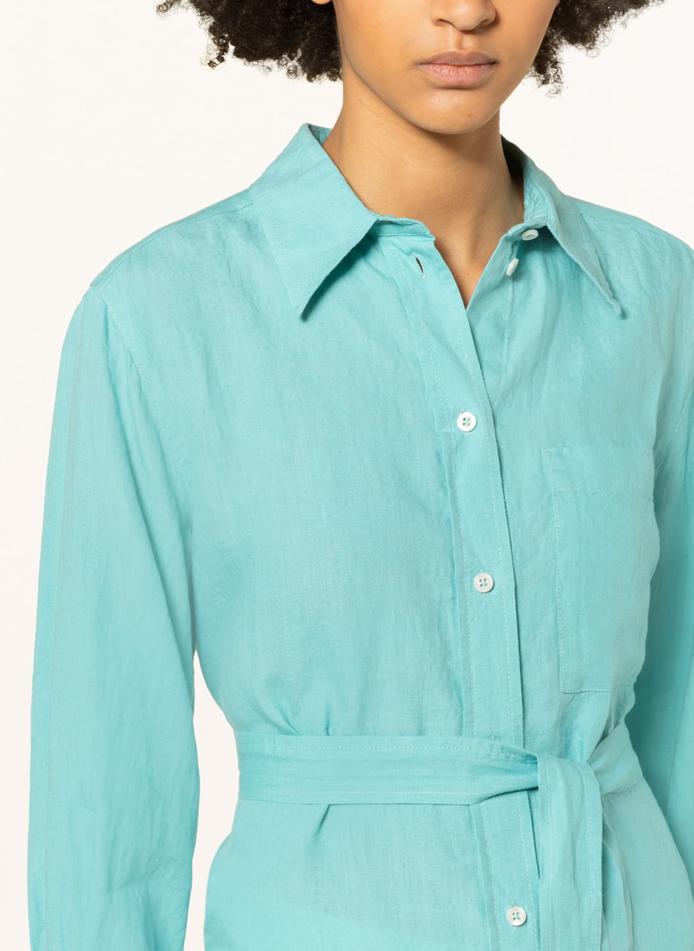Marc O'Polo Shirt blouse made of linen , Color: TURQUOISE (Image 4)