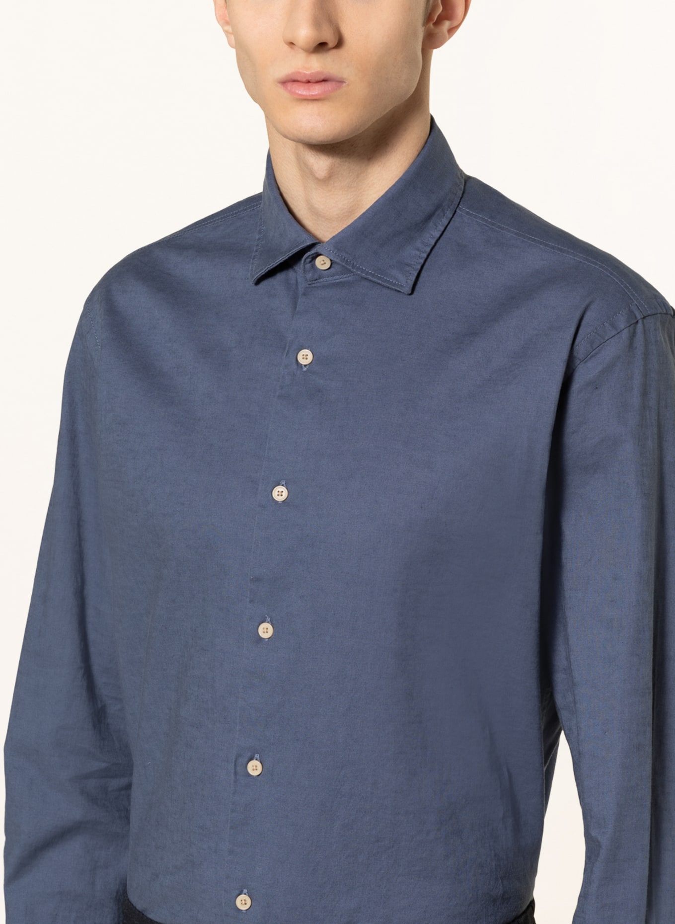 pierre cardin Shirt KERVIN modern fit with linen, Color: BLUE (Image 4)