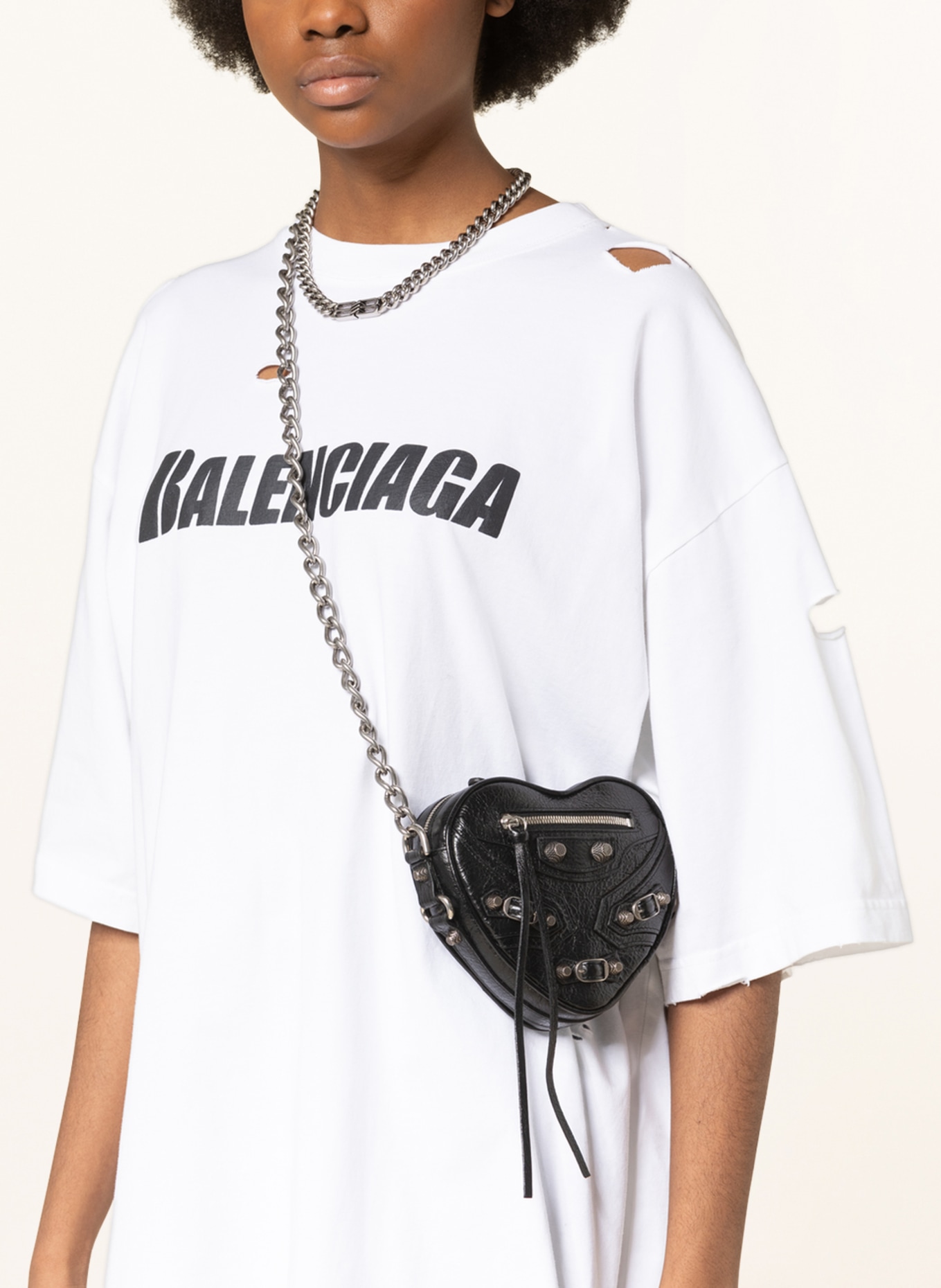 BALENCIAGA Torba na ramię LE CAGOLE HEART MINI: CZARNY
