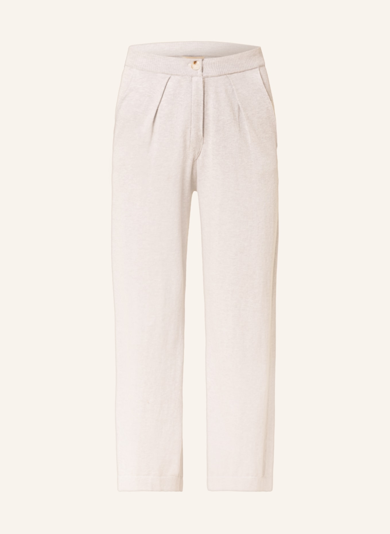 GITTA BANKO Knit trousers in jogger style with cashmere, Color: LIGHT GRAY (Image 1)