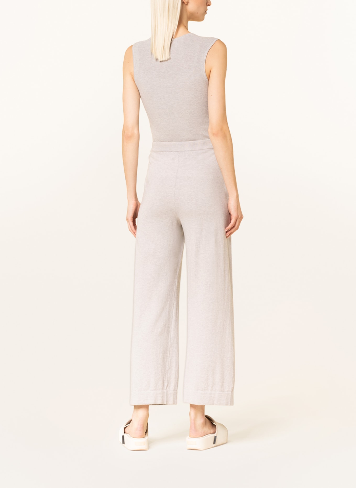 GITTA BANKO Knit trousers in jogger style with cashmere, Color: LIGHT GRAY (Image 3)