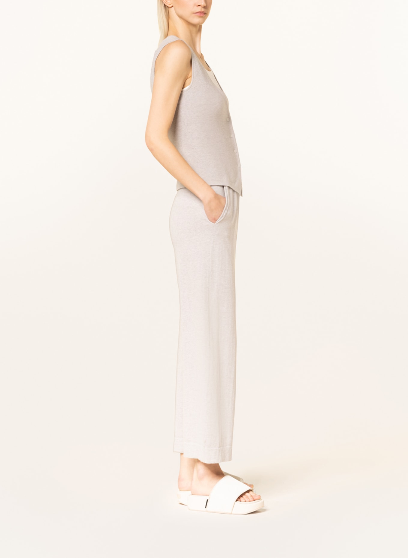 GITTA BANKO Knit trousers in jogger style with cashmere, Color: LIGHT GRAY (Image 4)