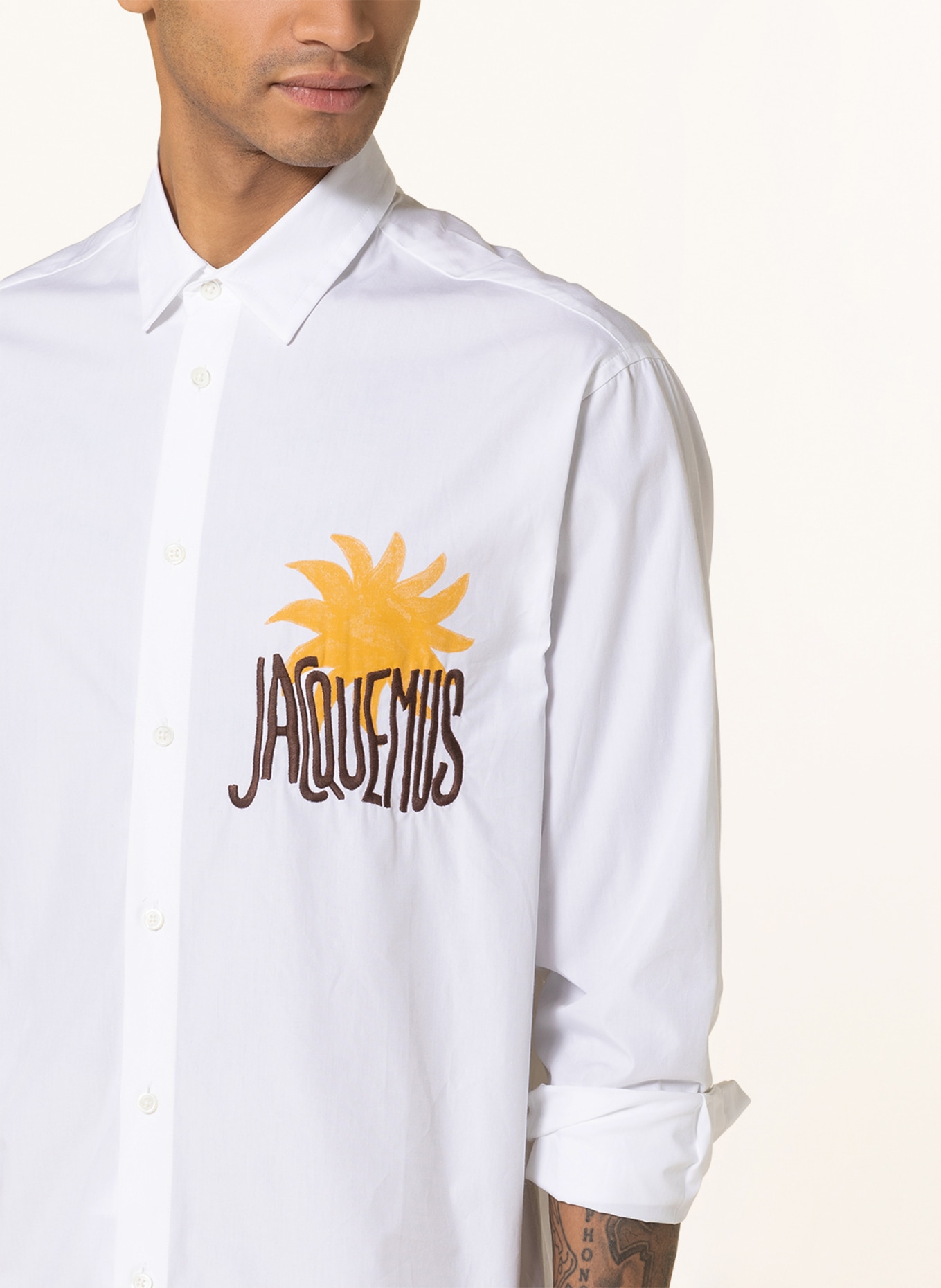 JACQUEMUS Shirt LA CHEMISE BAOU regular fit, Color: WHITE/ YELLOW/ BROWN (Image 4)