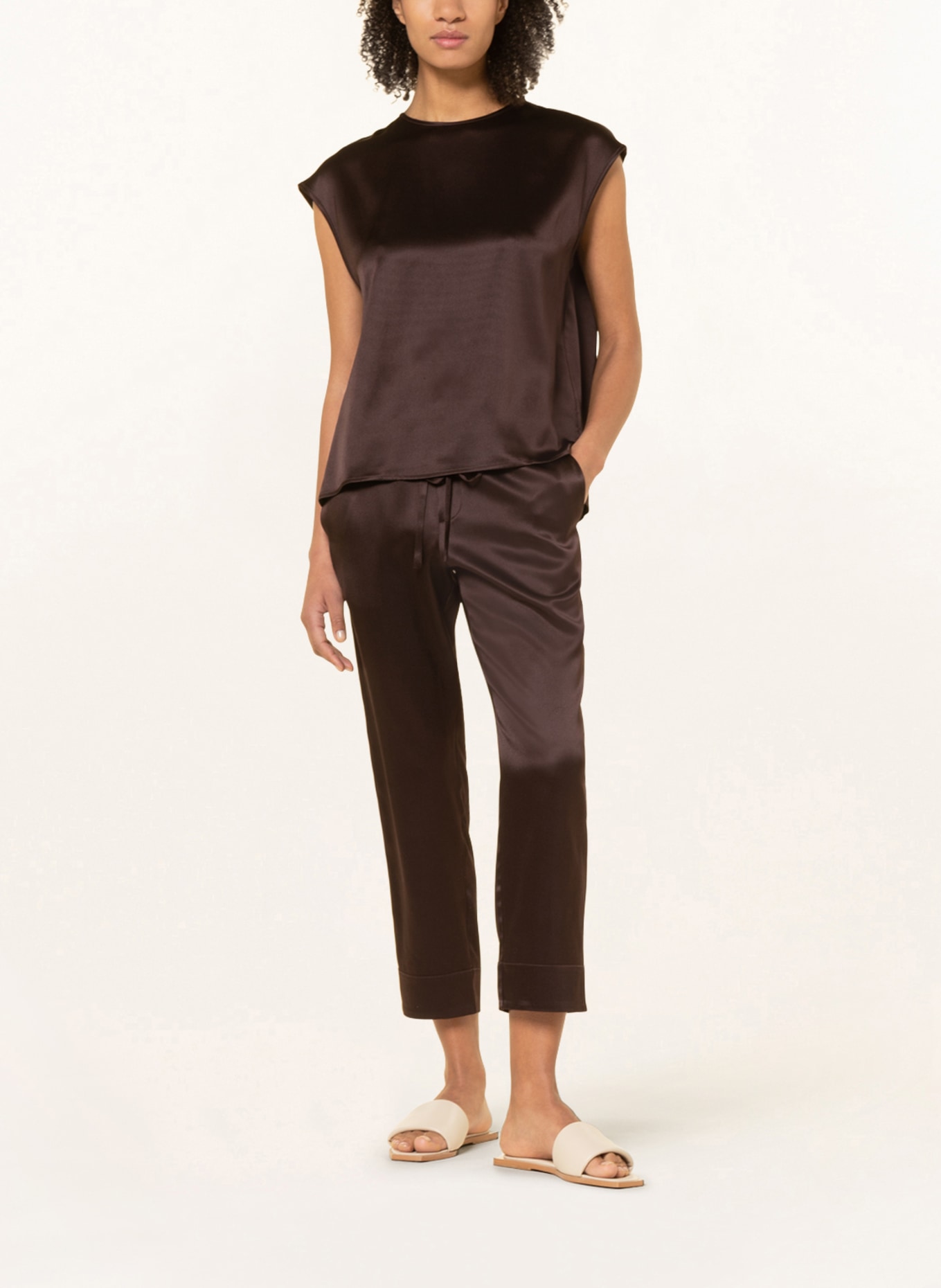 ASCENO Shirt blouse THE DASHA in silk, Color: BROWN (Image 2)