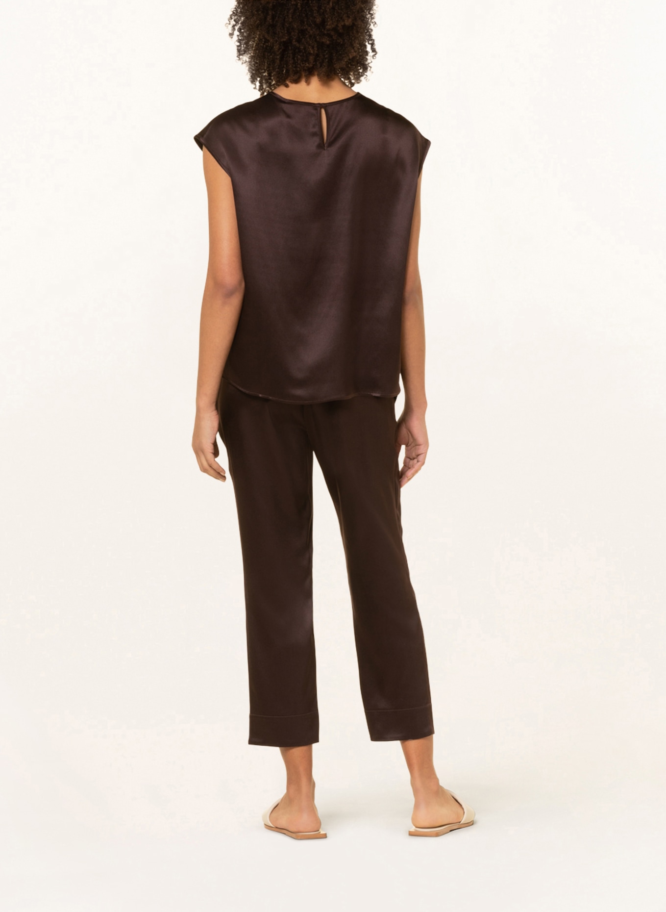 ASCENO Shirt blouse THE DASHA in silk, Color: BROWN (Image 3)