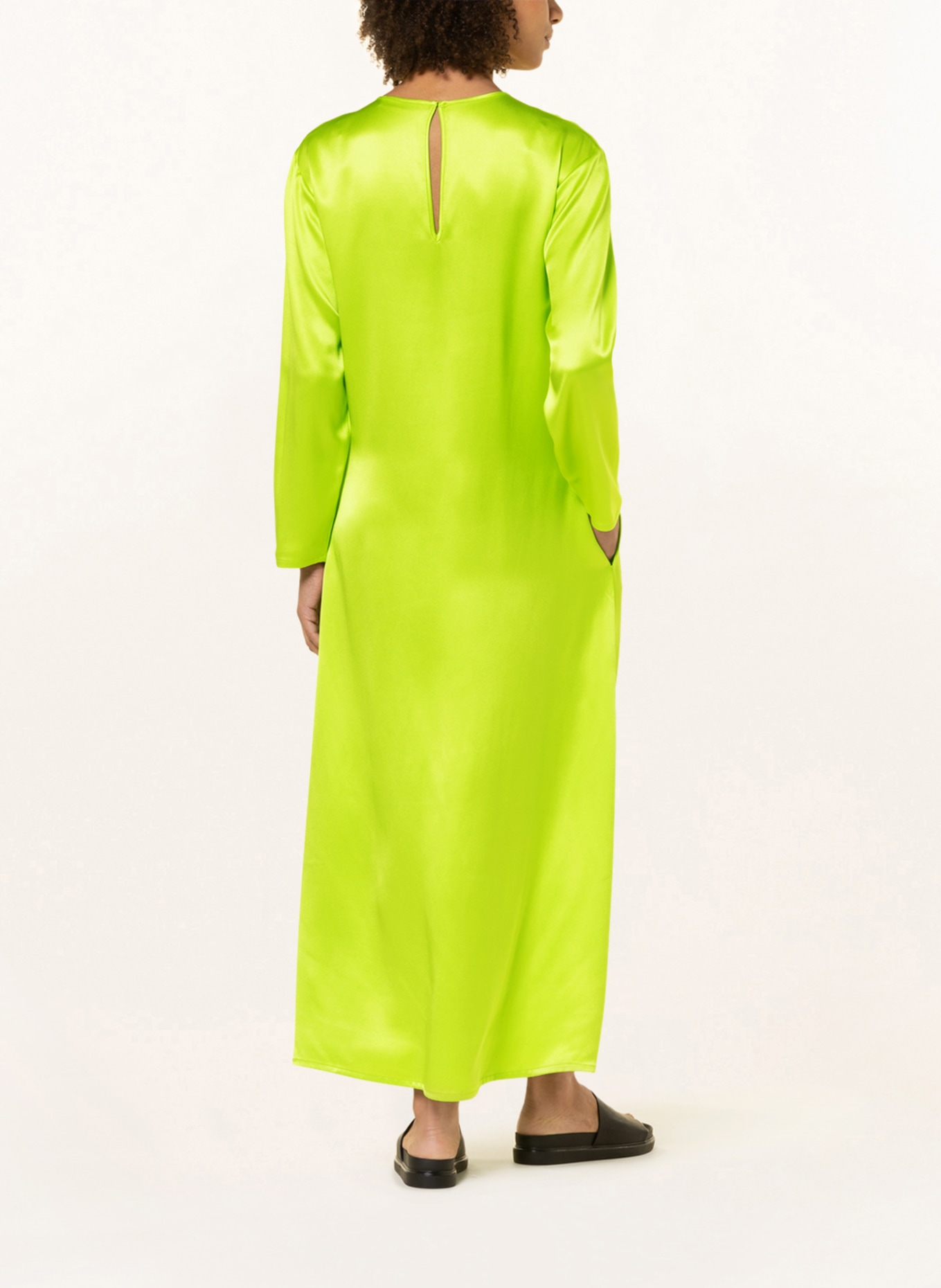 ASCENO Silk dress THE JODY, Color: NEON GREEN (Image 3)