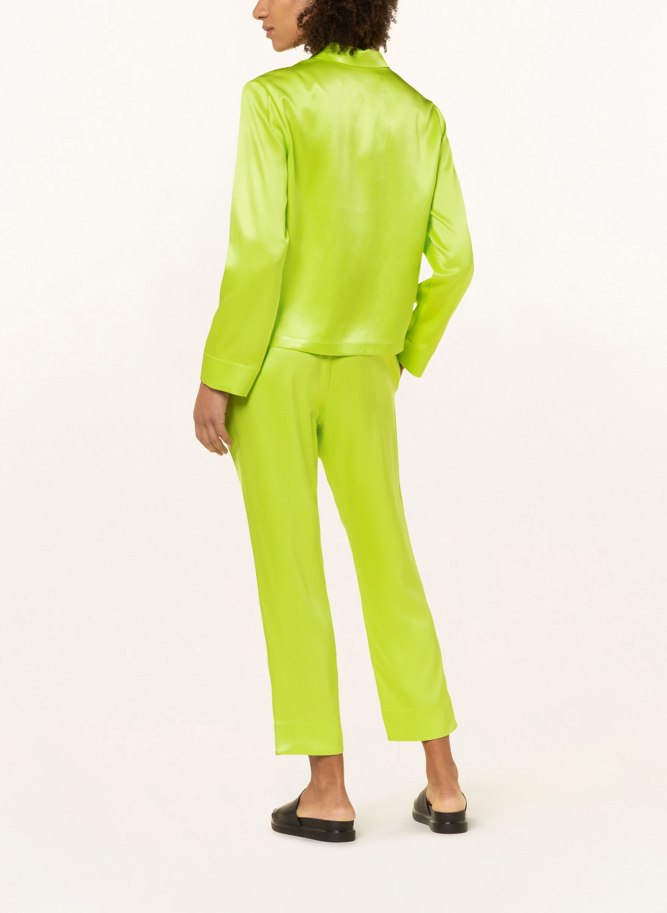 ASCENO 7/8 pants THE MELBOURNE made of silk, Color: NEON GREEN (Image 3)