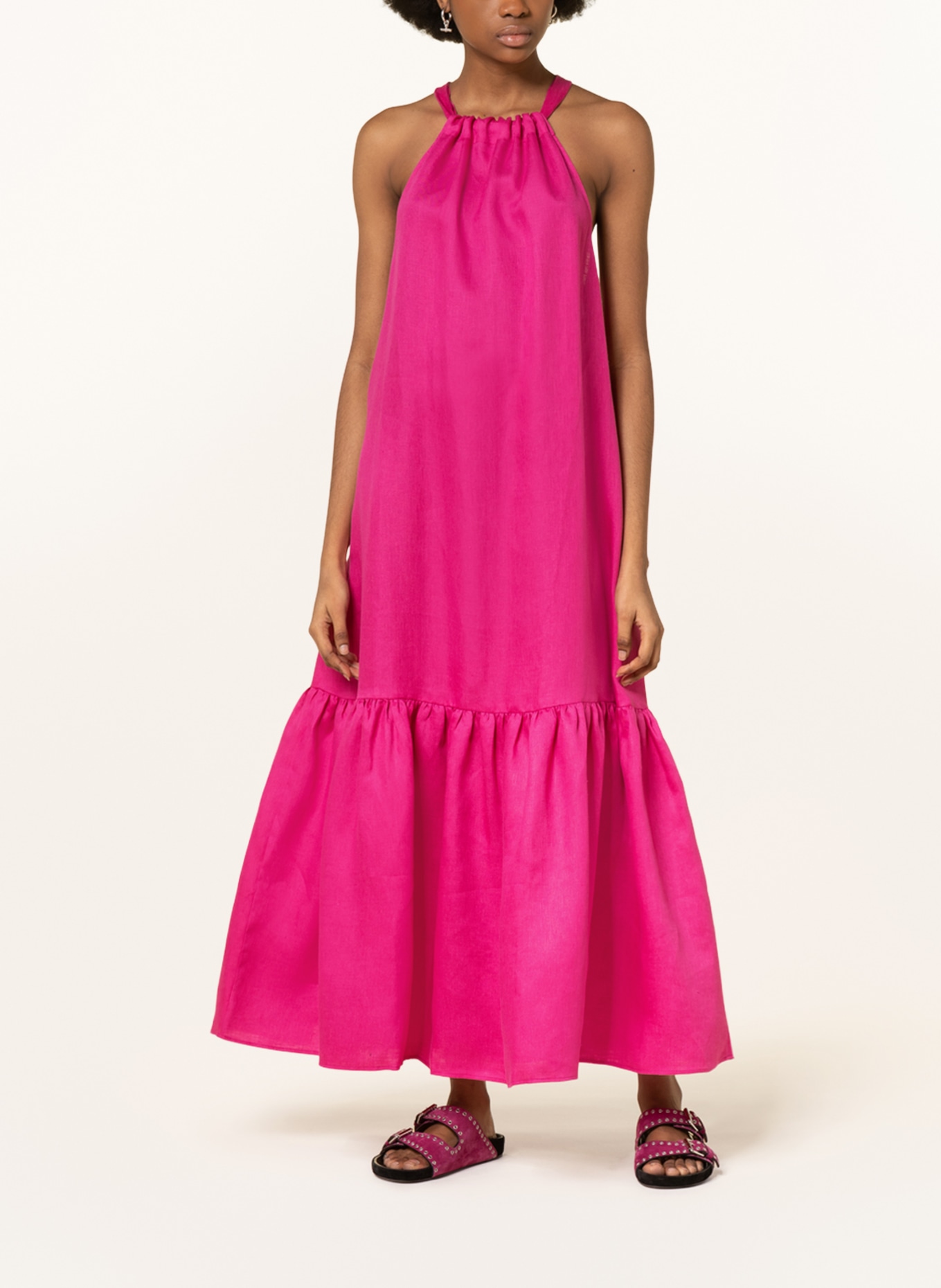 ASCENO Sukienka z lnu, Kolor: MOCNORÓŻOWY (Obrazek 2)