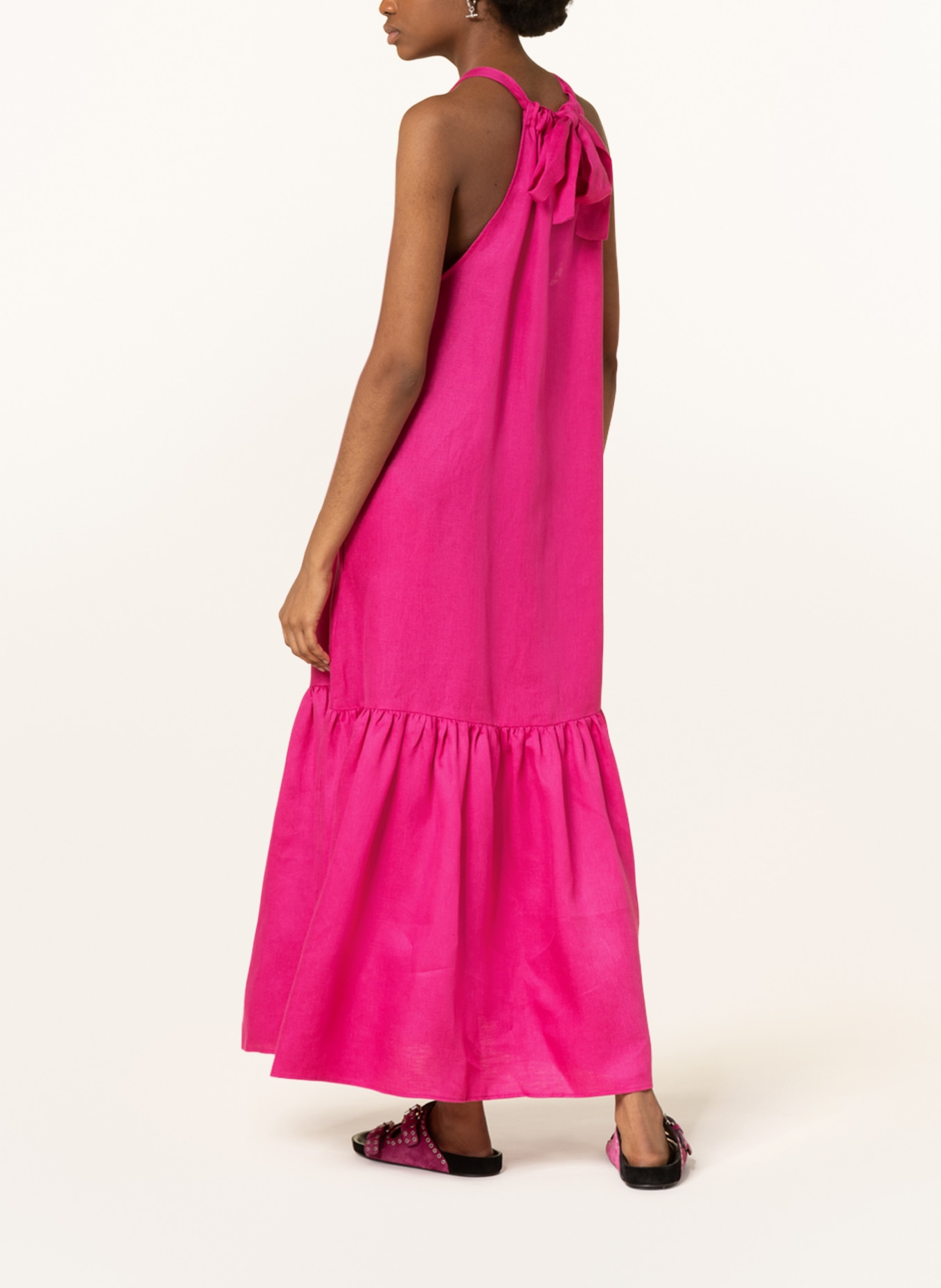 ASCENO Linen dress, Color: PINK (Image 3)