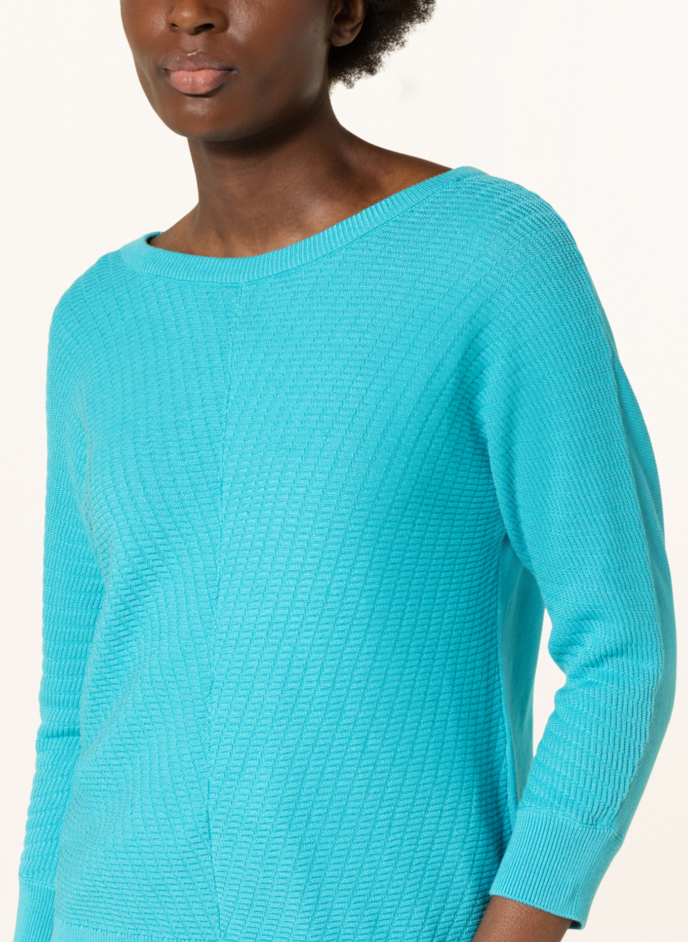 MORE & MORE Sweater with 3/4 sleeves, Color: TURQUOISE (Image 4)